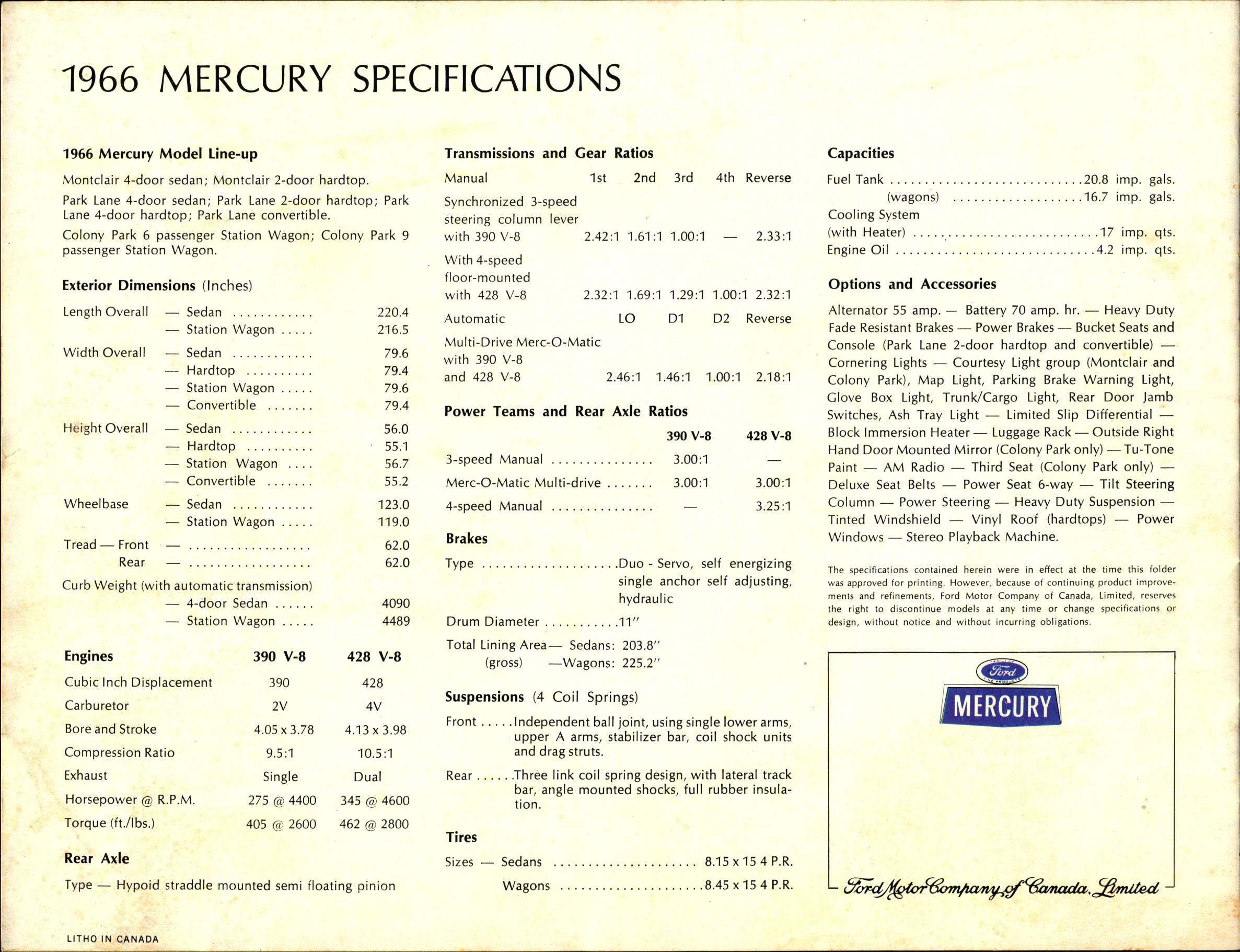 1966 Mercury Full Size Brochure  (Cdn) 16