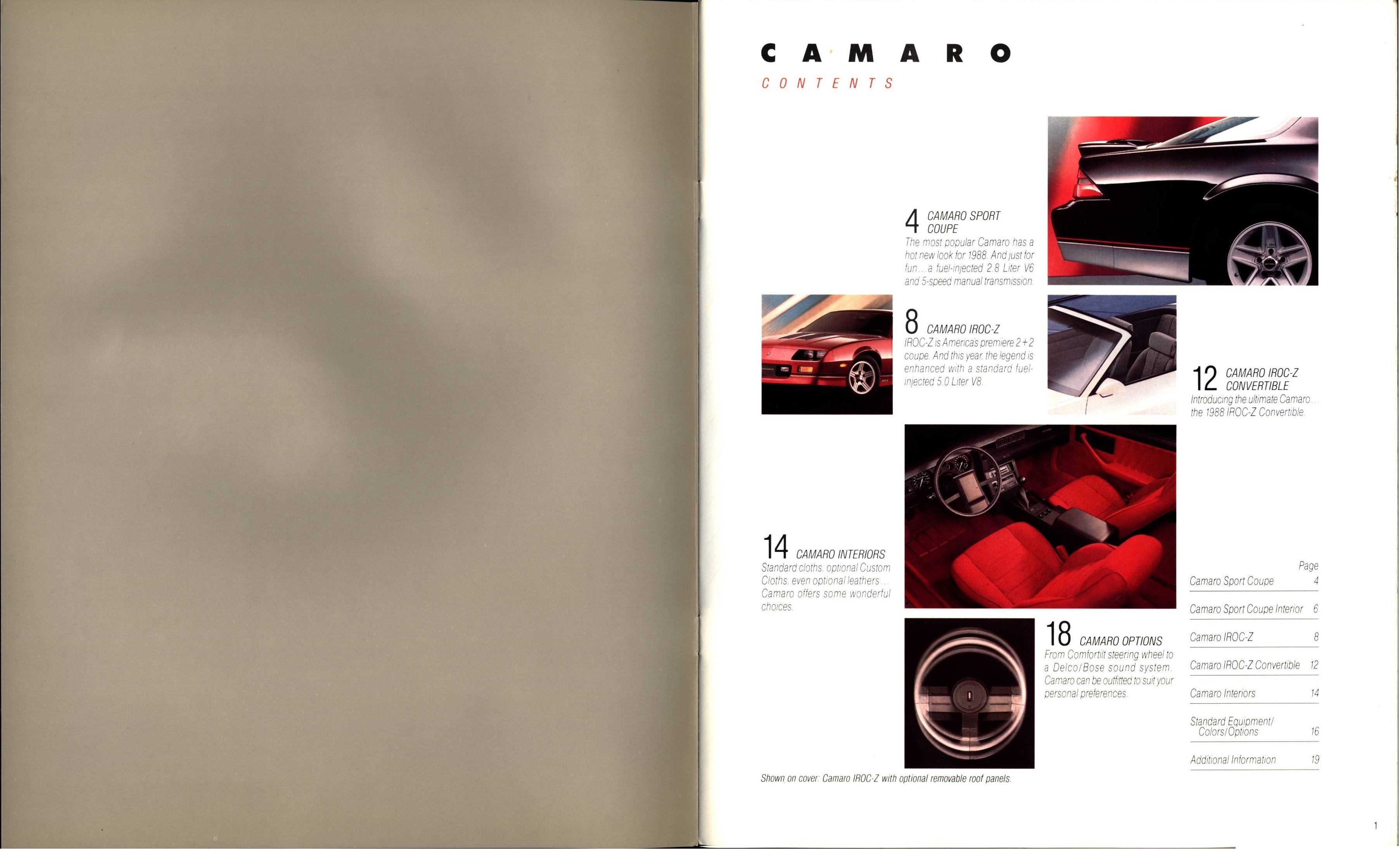 1988 Chevrolet Camaro Brochure 00a-01