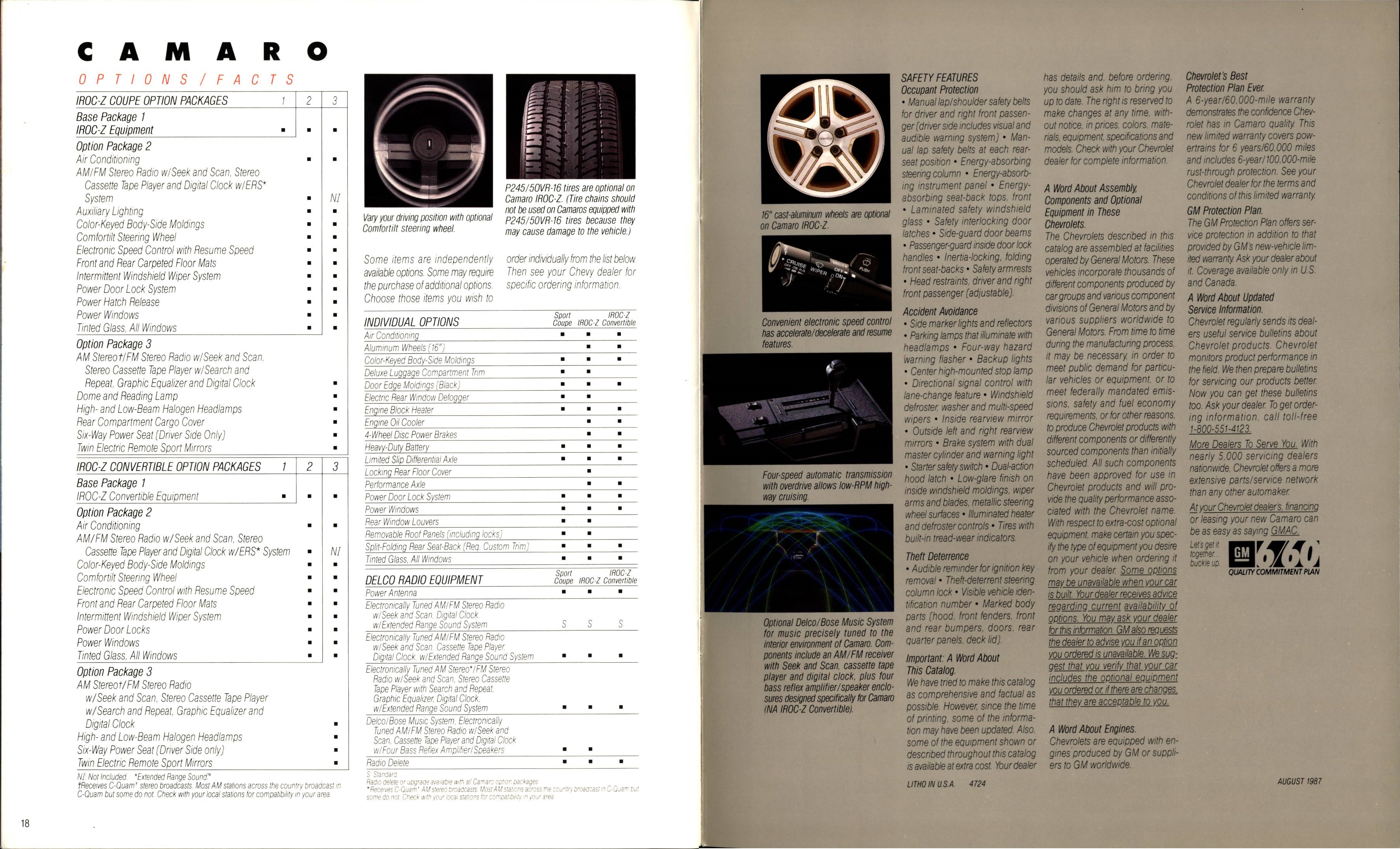 1988 Chevrolet Camaro Brochure 18-19