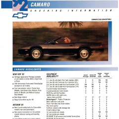 1992 Chevrolet Camaro Order Sheet-01