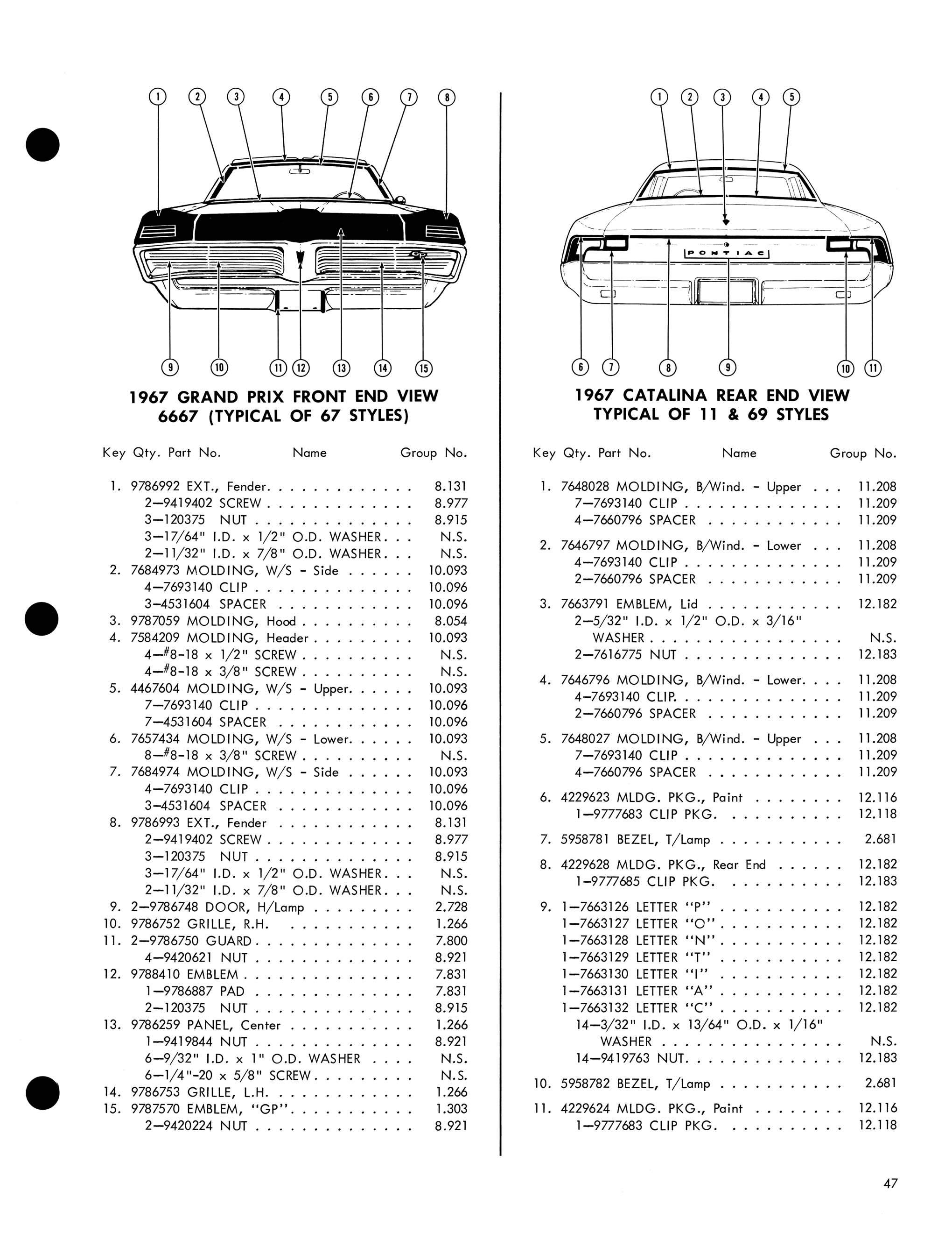 1967 Pontiac Molding and Clip Catalog-47
