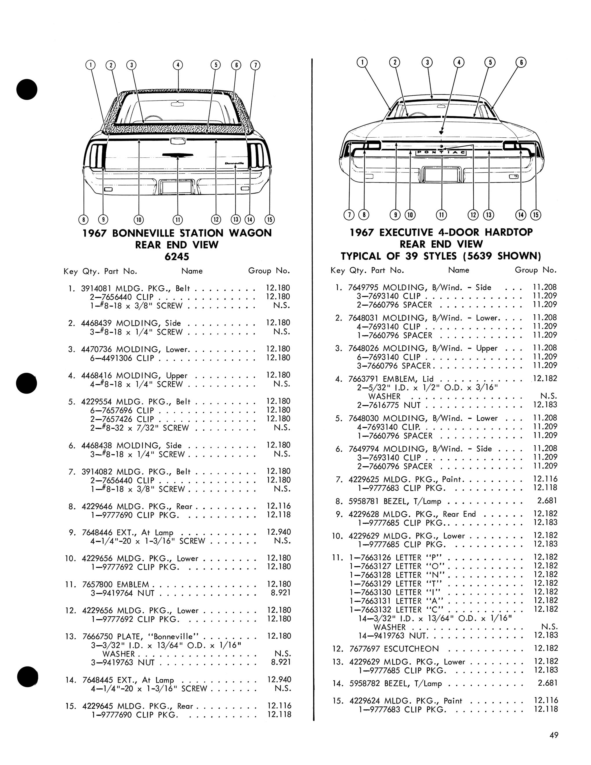 1967 Pontiac Molding and Clip Catalog-49