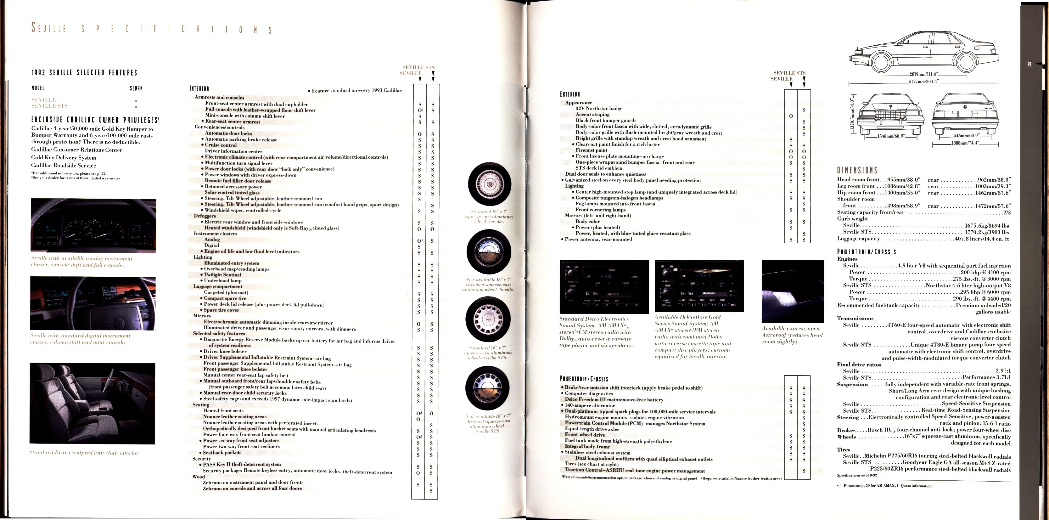 1993 Cadillac Full Line Prestige Brochure 28-29