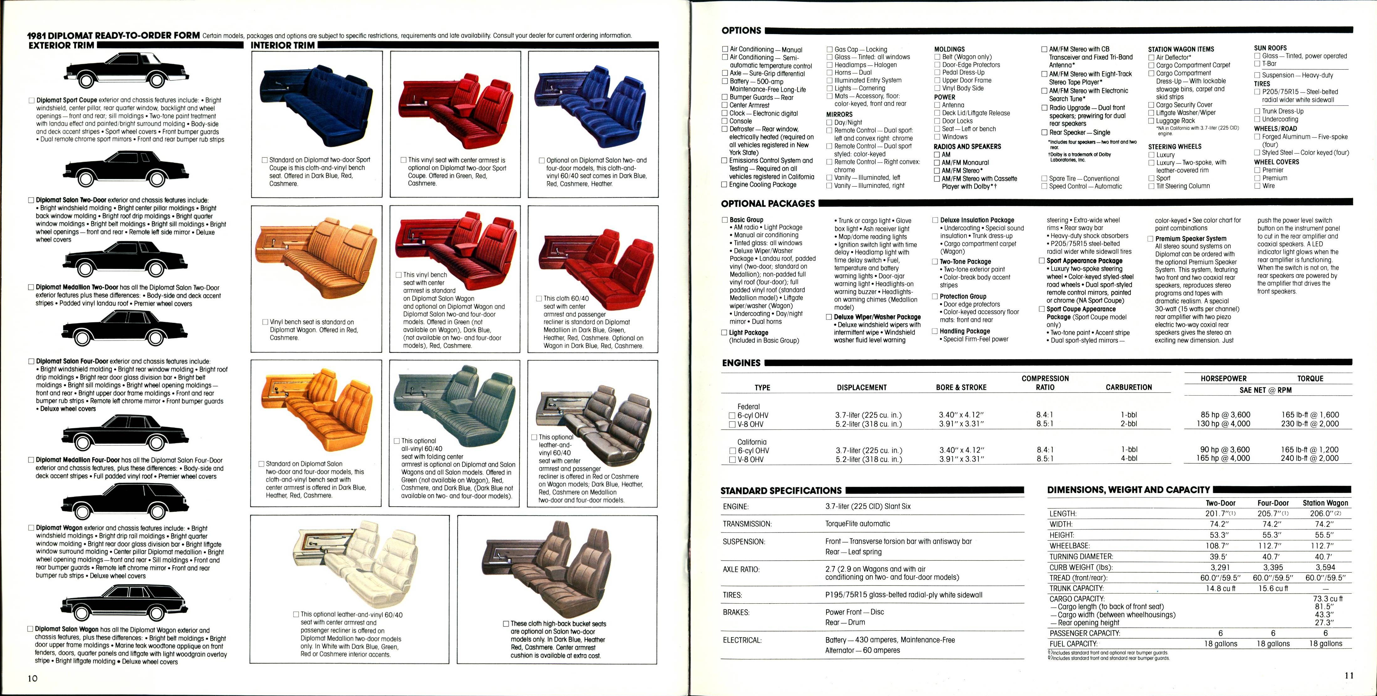 1981 Dodge Diplomat Brochure 10-11