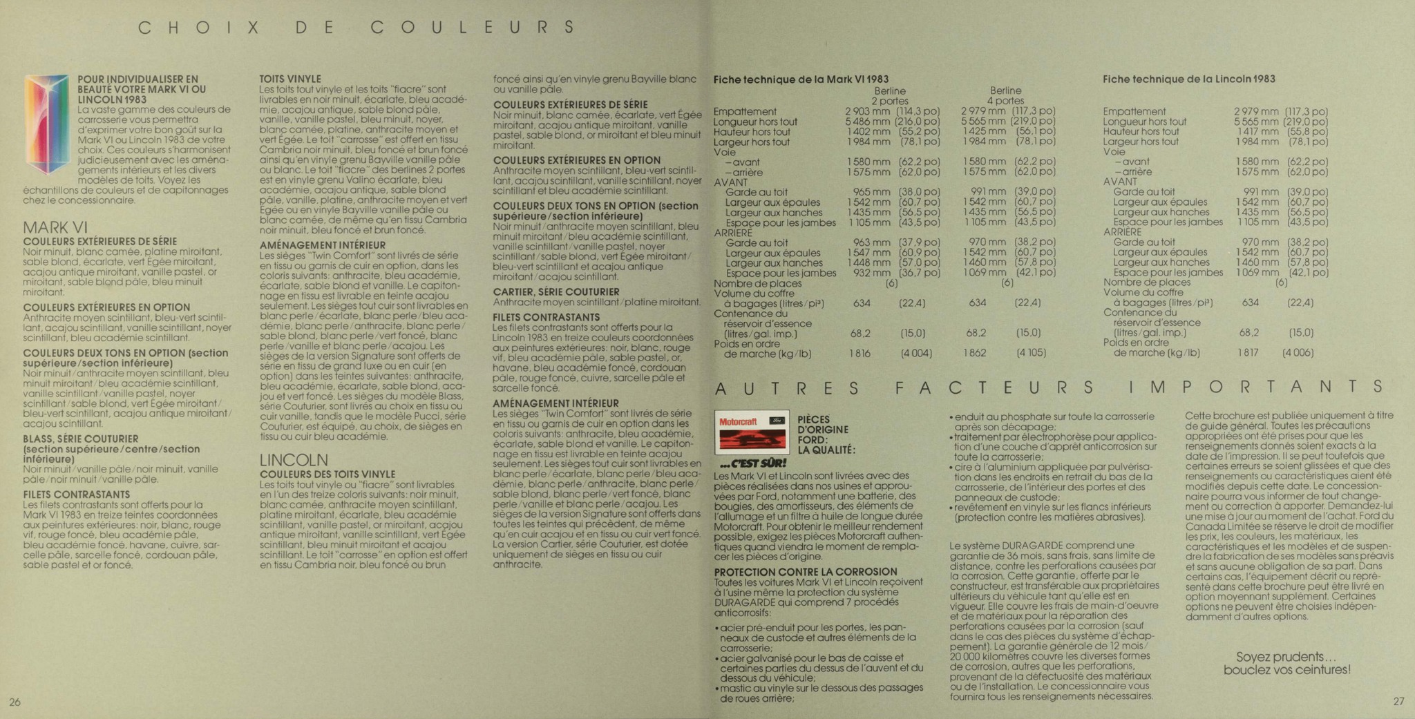1983 Lincoln & Mark VI Brochure (Cdn-Fr) 26-27