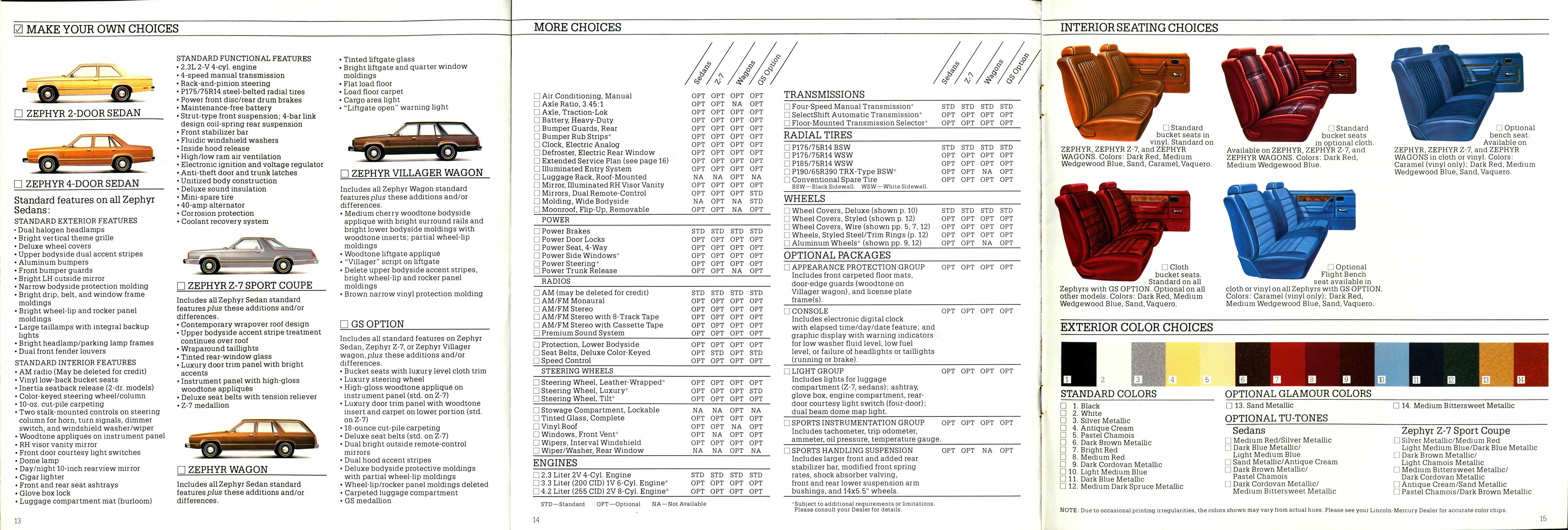 1981 Mercury Zephyr Brochure 13-14-15