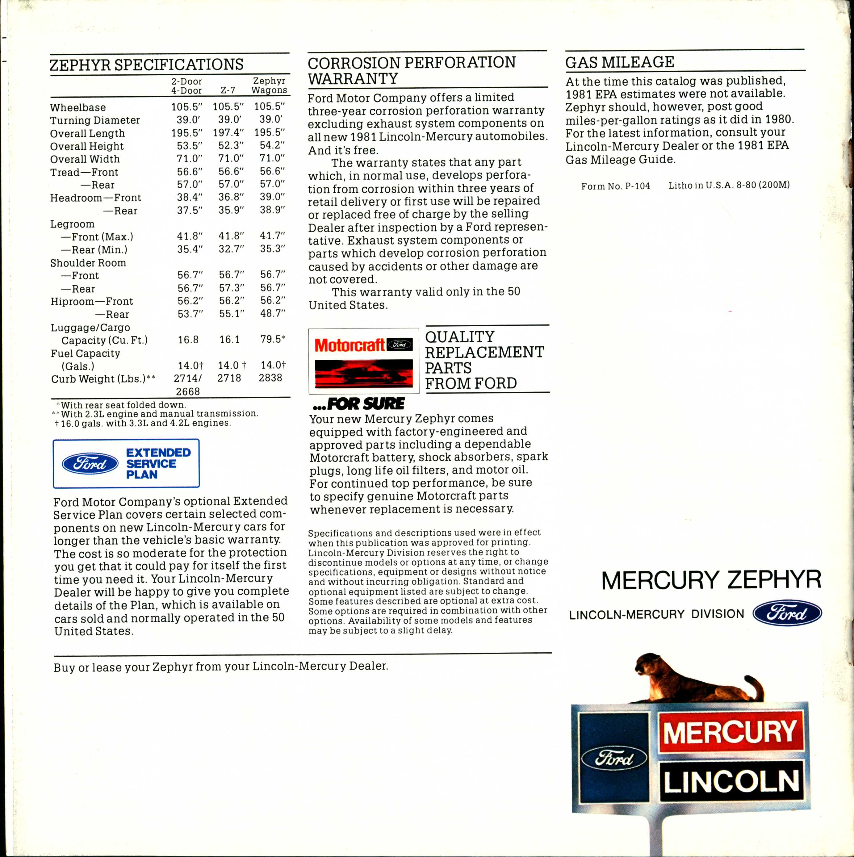 1981 Mercury Zephyr Brochure 16