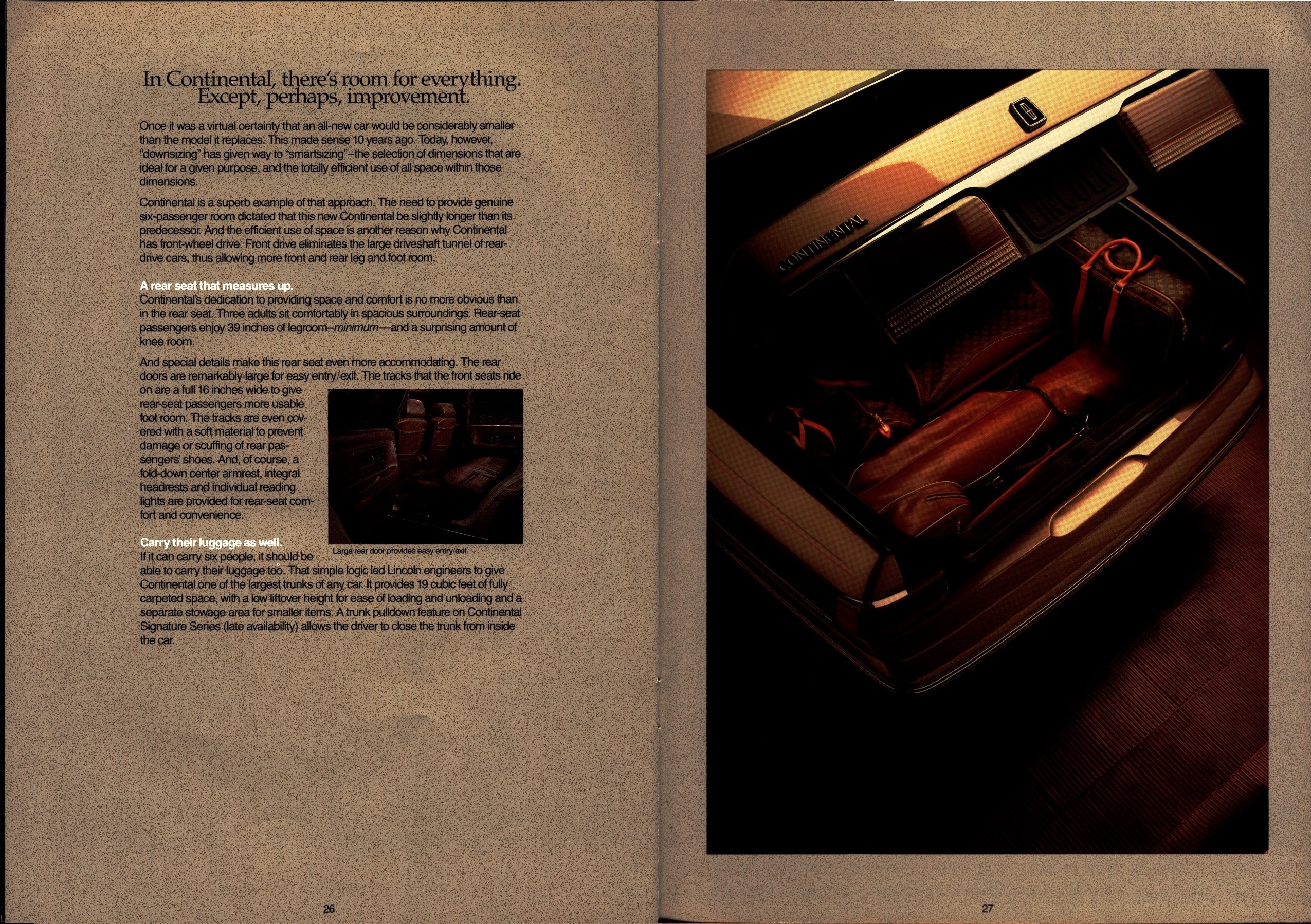1988 Lincoln Continental Prestige Brochure 26-27