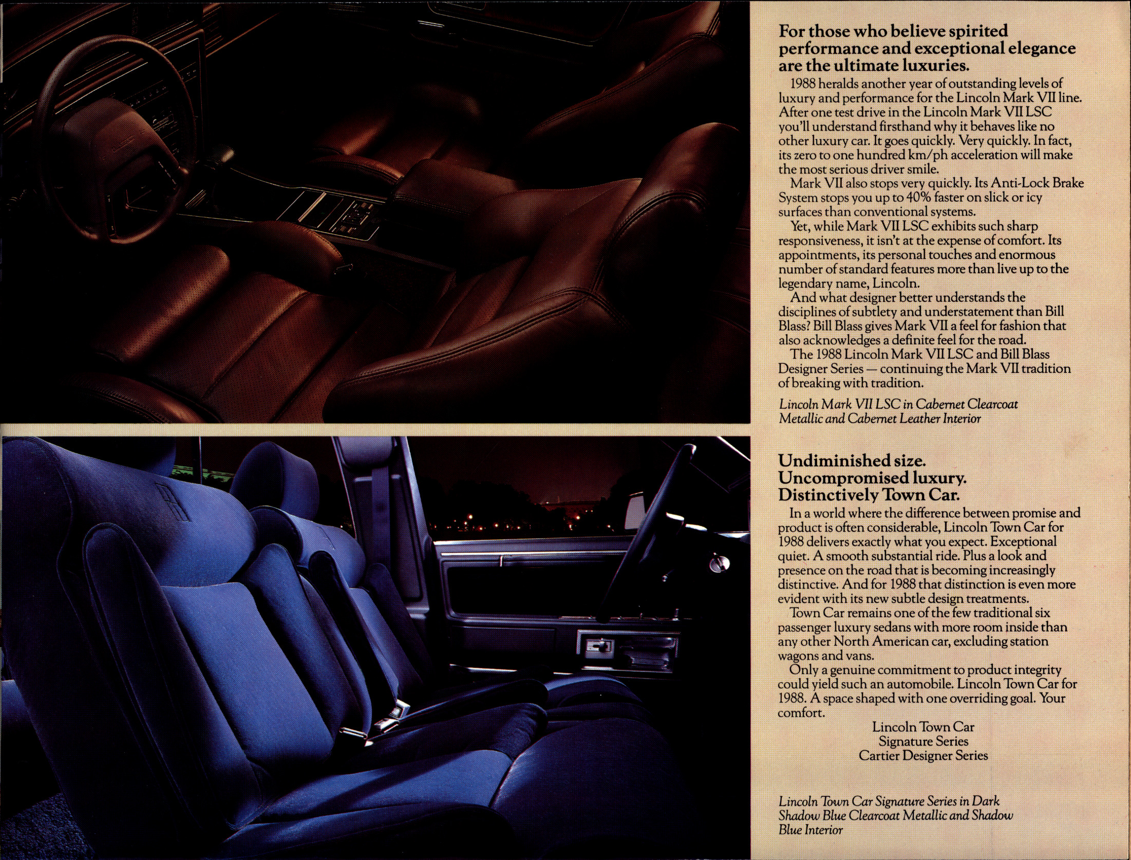 1988 Lincoln Mark VII & Town Car Folder Canada 03