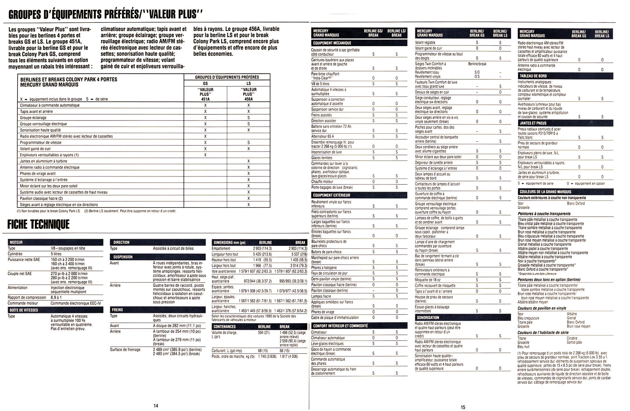 1991 Mercury Grand Marquis Brochure (Cdn-Fr) 14-15