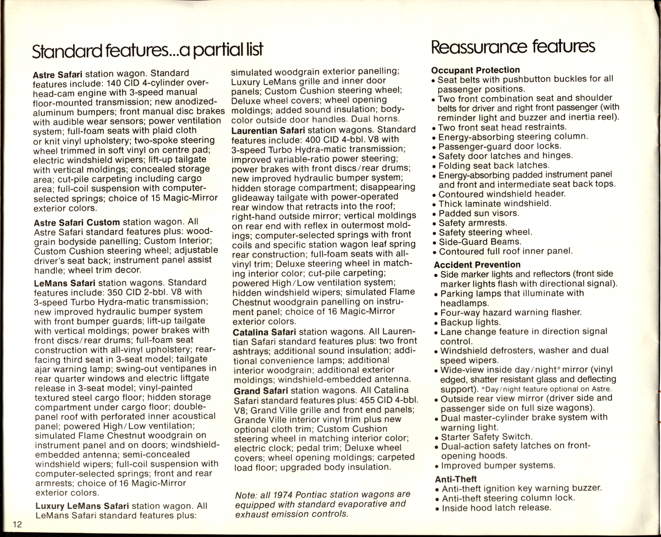 1974 Pontiac Safaris Brochure Canada 12