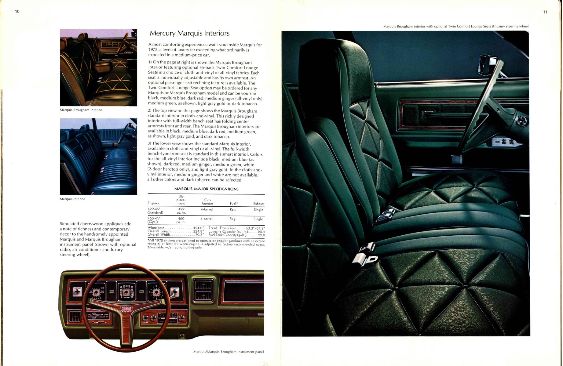 1972 Mercury Full Line Prestige Brochure 10-11