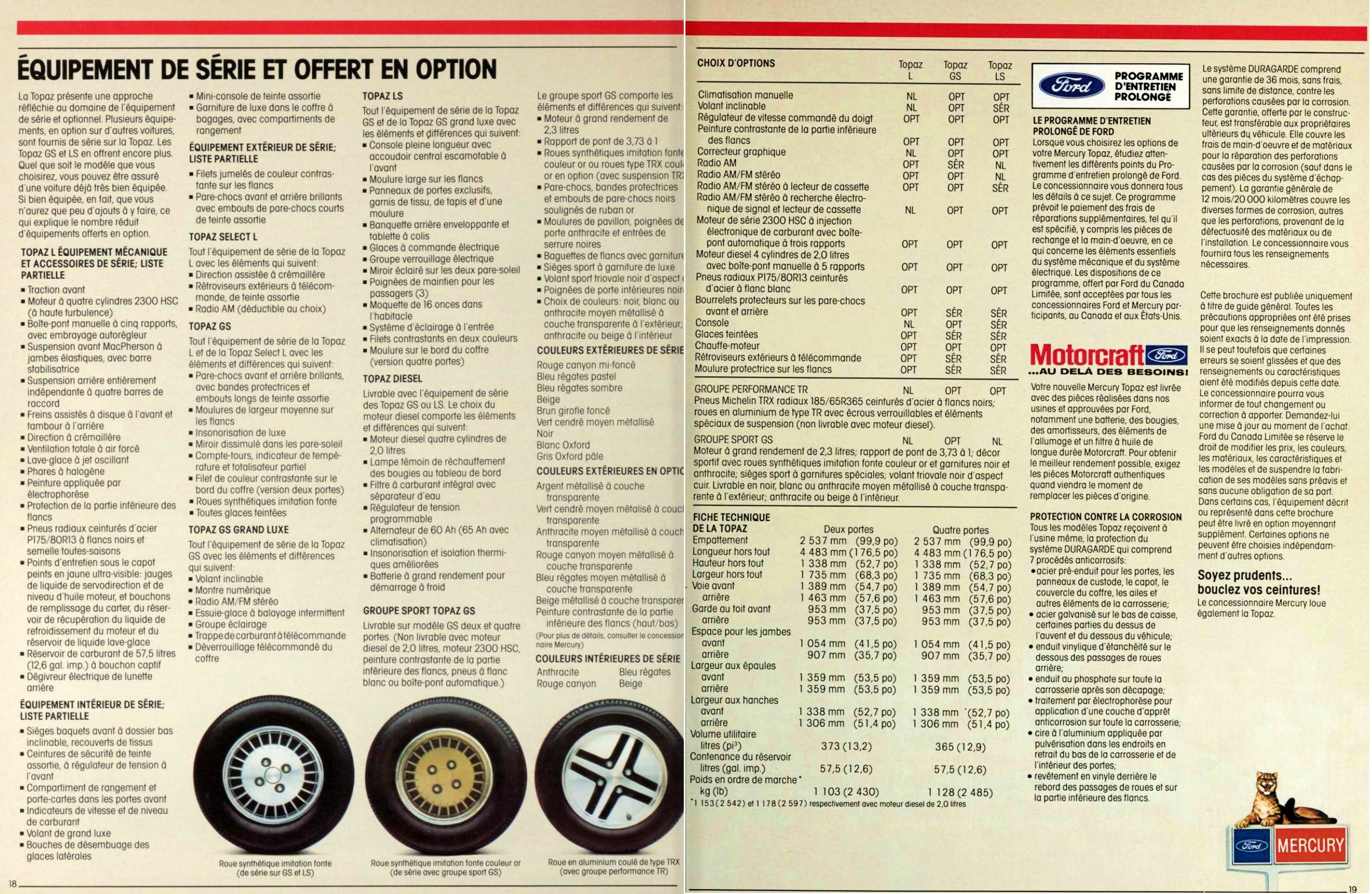 1985 Mercury Topaz Brochure (Cdn-Fr) 18-19