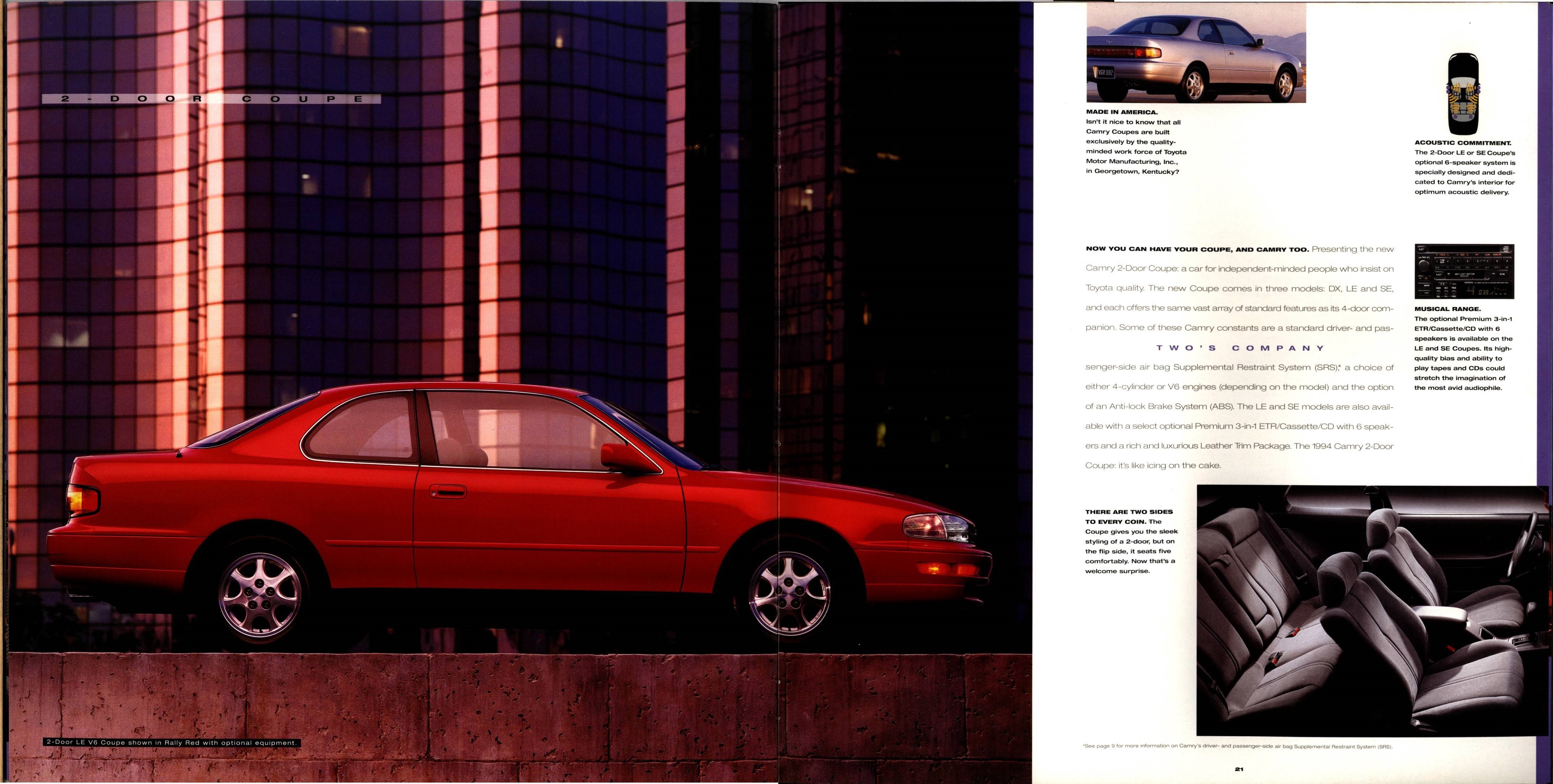 1994 Toyota Camry Brochure 20-21