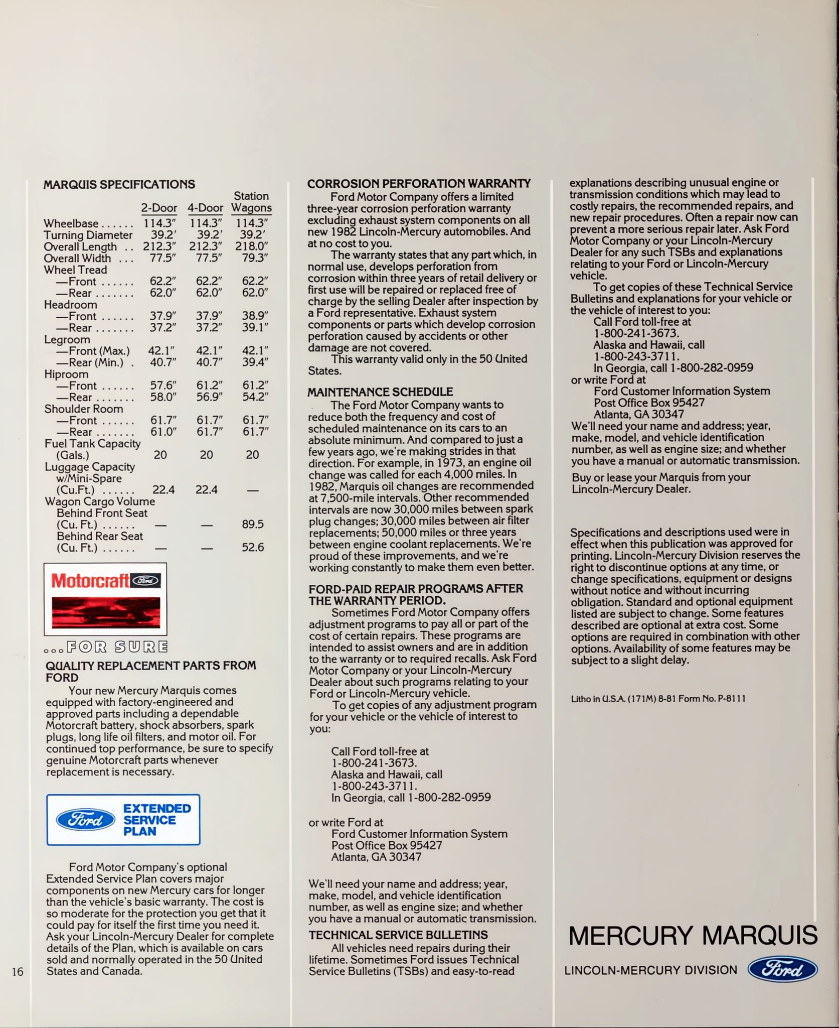 1982 Mercury Marquis Brochure 16