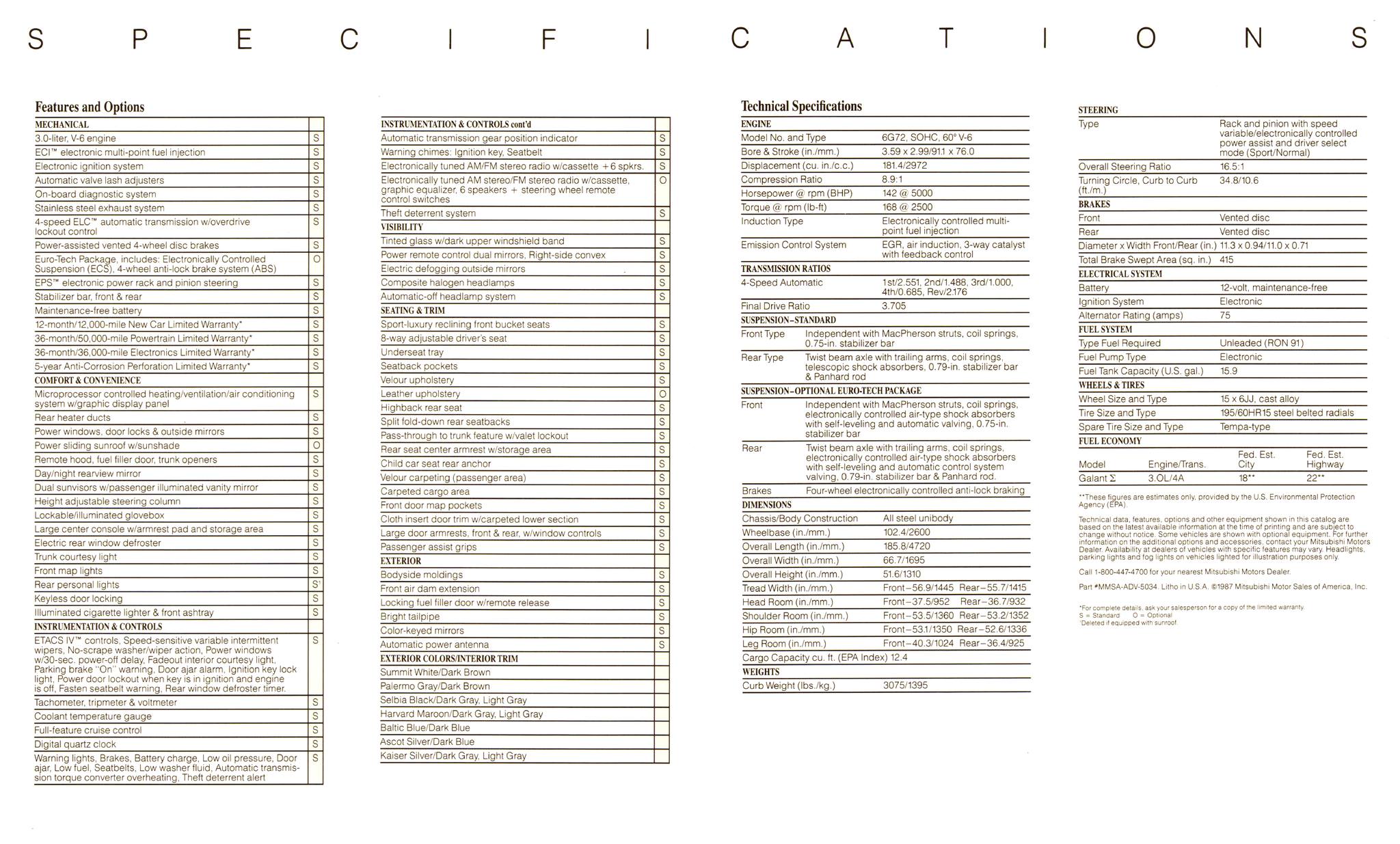 1988 Mitsubishi Galant Sigma Brochure 16-17