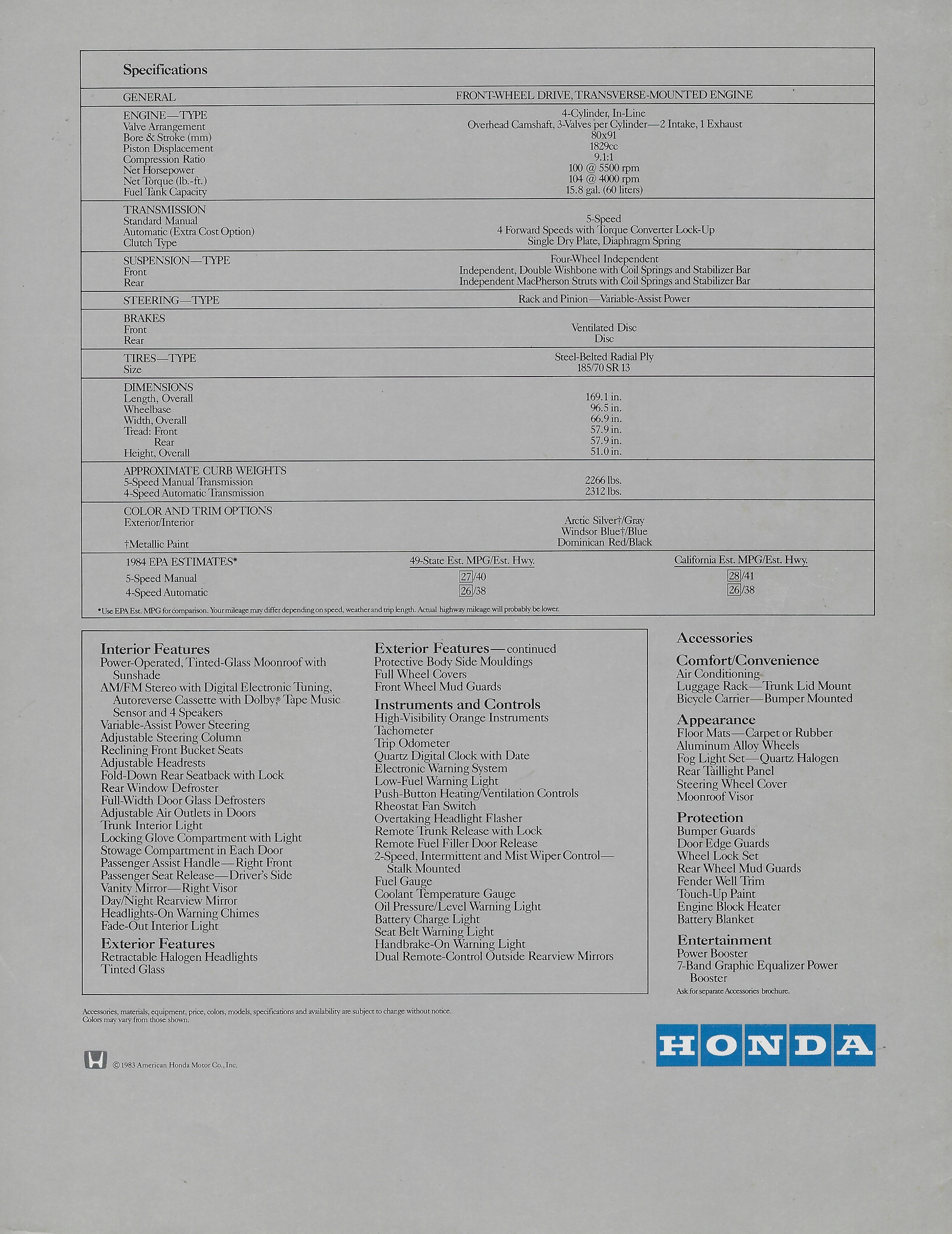 1984 Honda Prelude Brochure 12