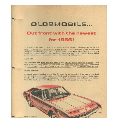 1966 Oldsmobile Data Book I 1966 Oldsmobile Data Book I