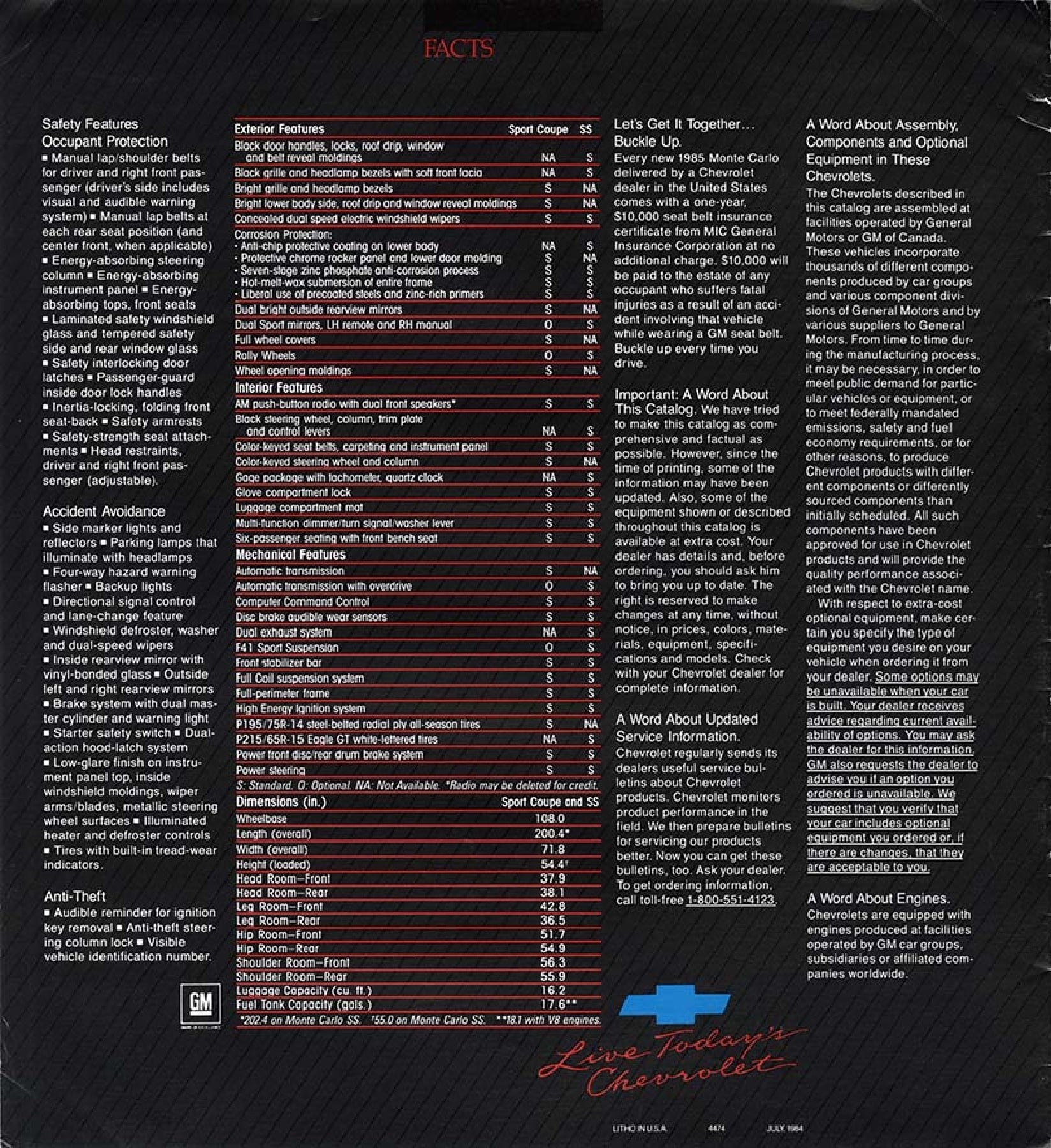 1985 Chevrolet Monte Carlo Brochure 12
