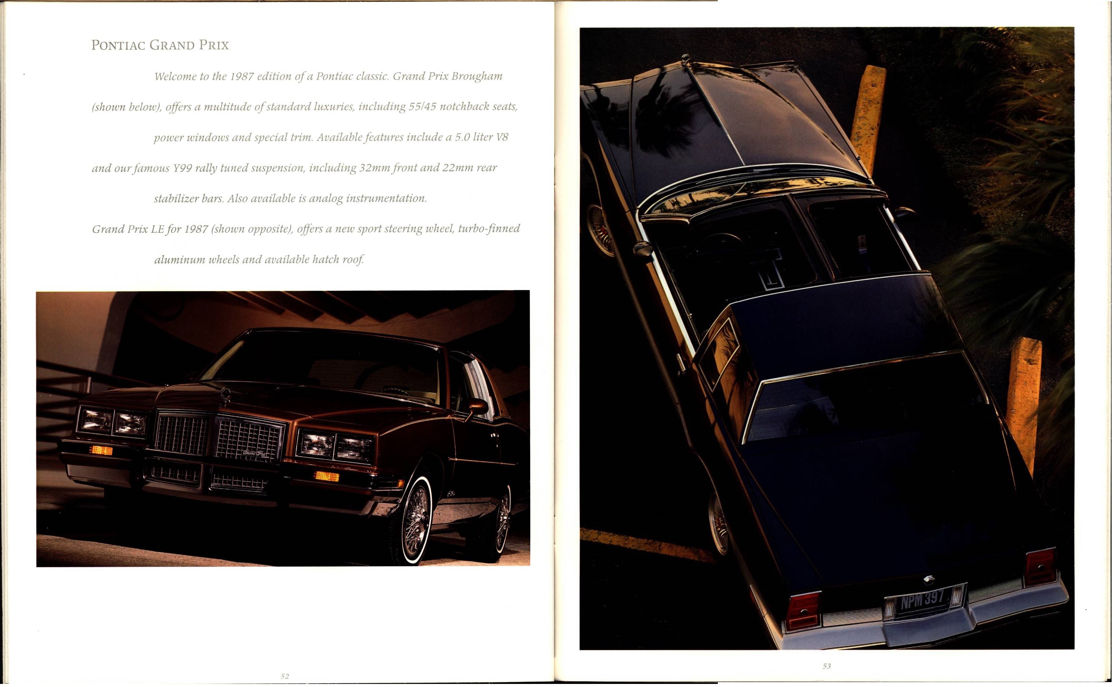 1987 Pontiac Full Line Prestige Brochure 52-53