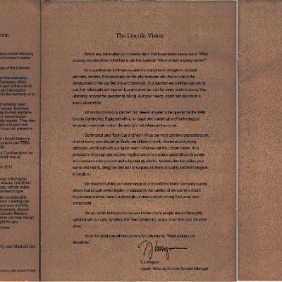 1988 Lincoln Continental Prestige Brochure 35-36-01