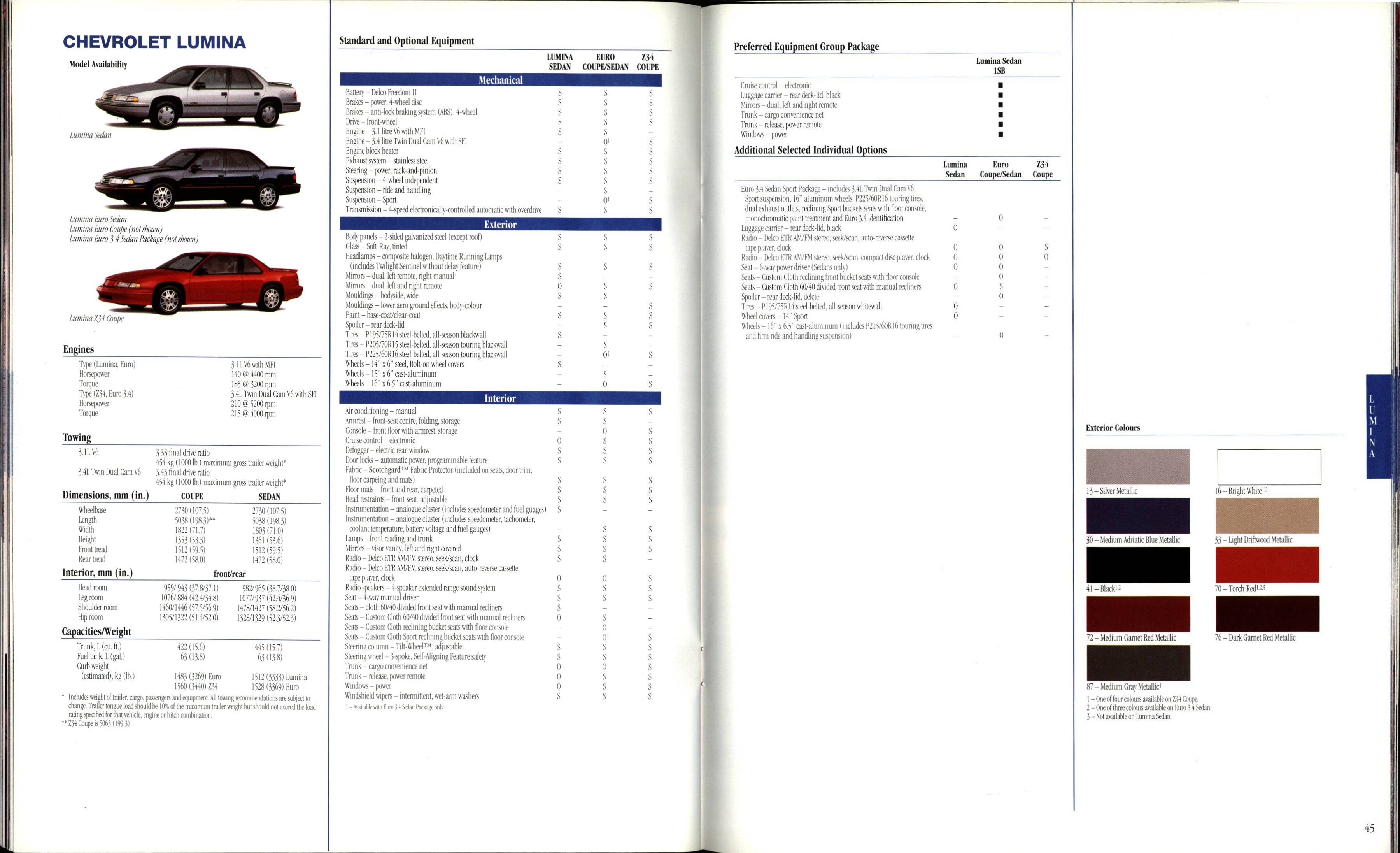 1994 Chevrolet Cars Full Line Brochure (Cdn) 44-45