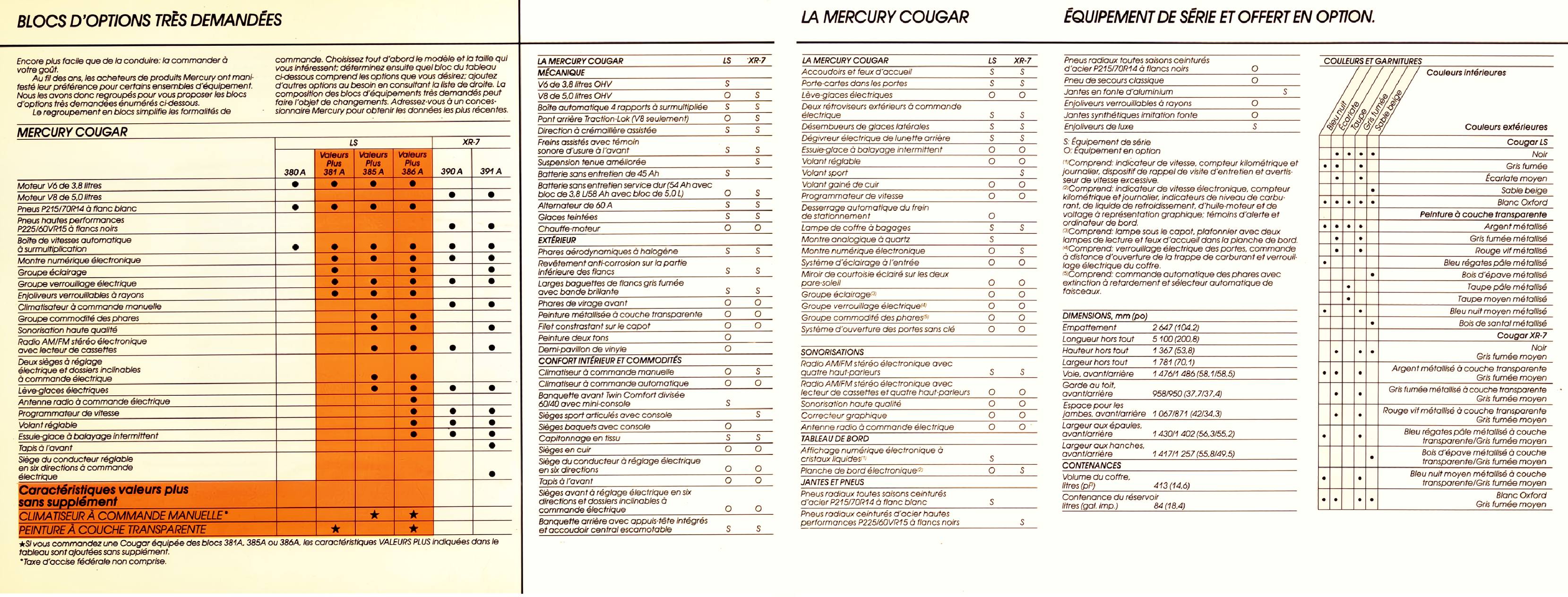 1987 Mercury Cougar Brochure (Cdn-Fr) 18-19