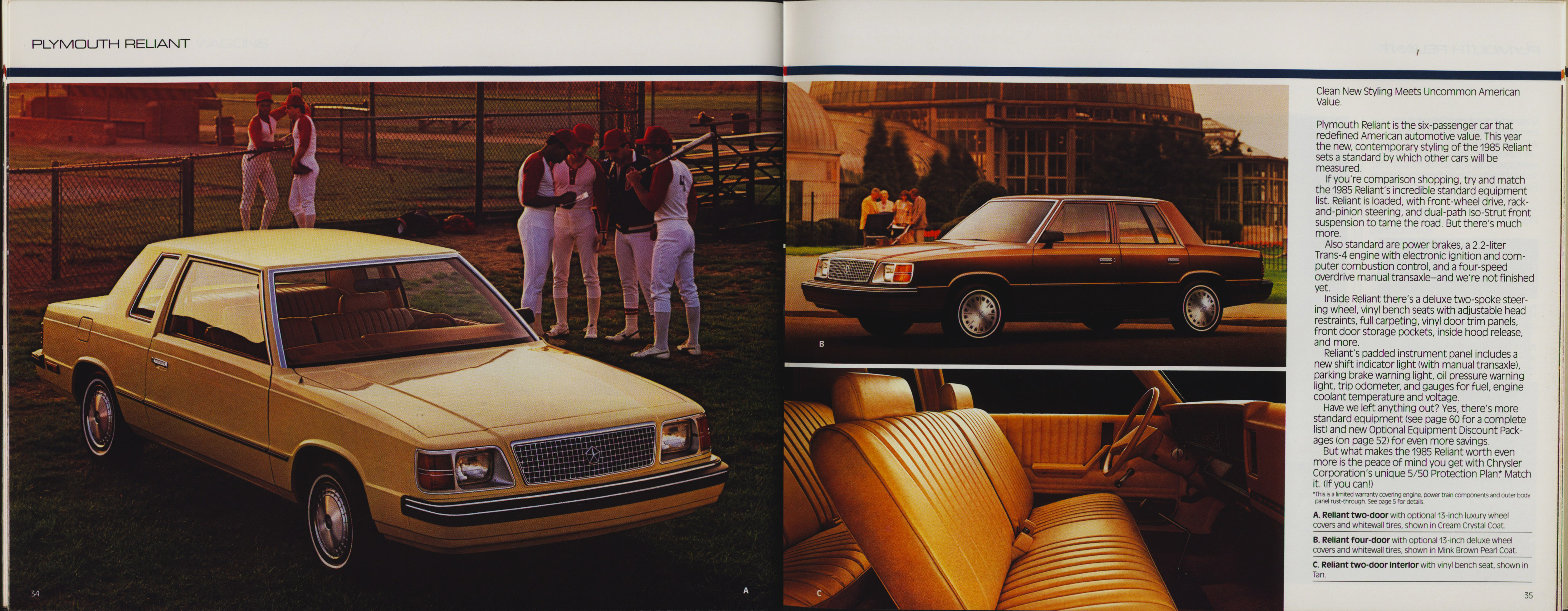 1985 Plymouth Full Prestige Brochure 34-35