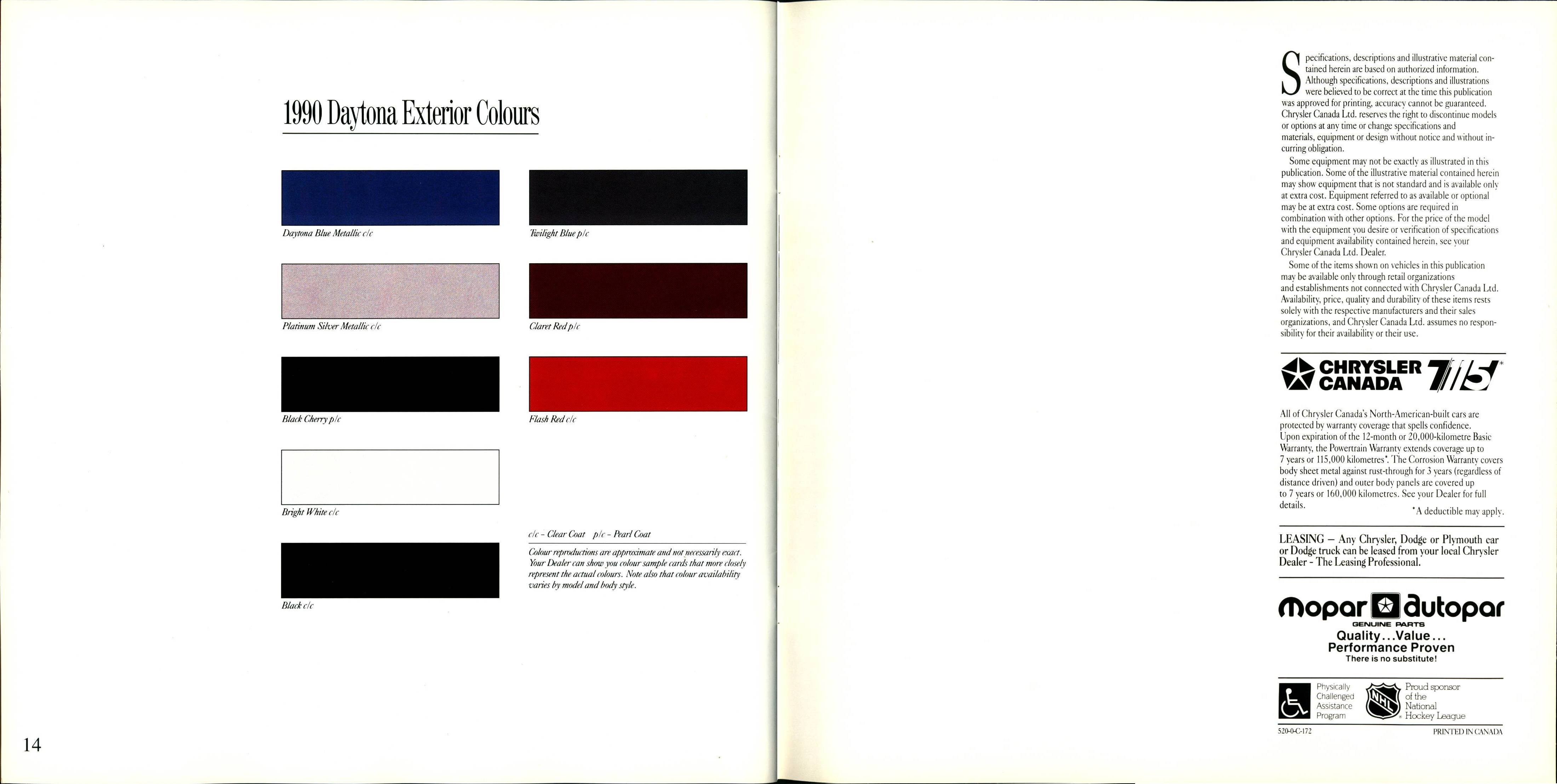 1990 Chrysler Daytona Brochure (Cdn) 14-15