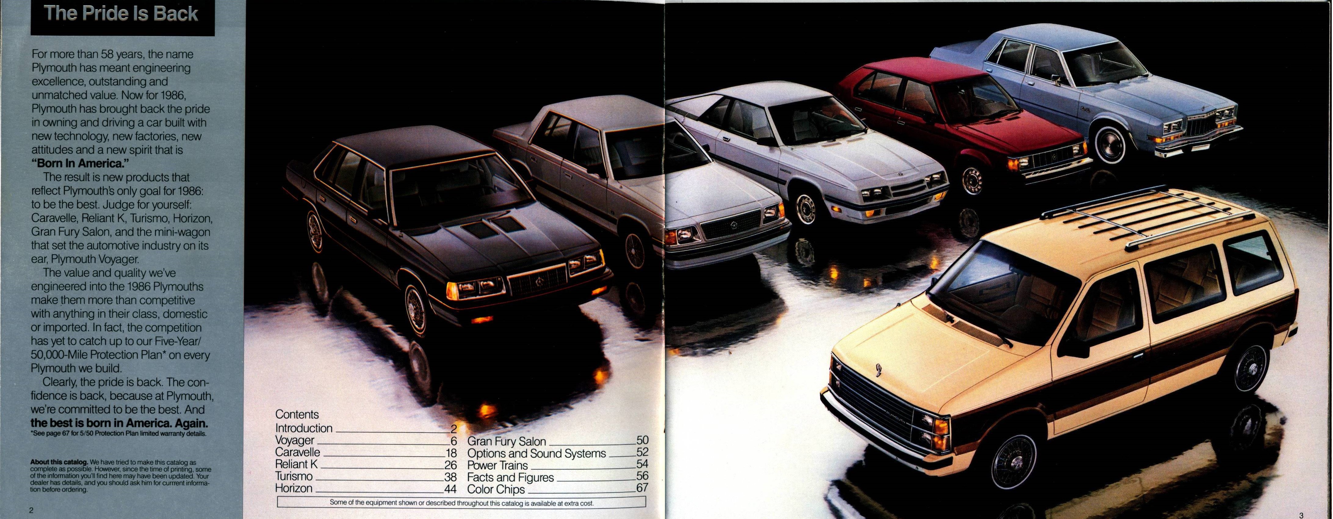 1986 Plymouth Full Line Prestige Brochure 02-03
