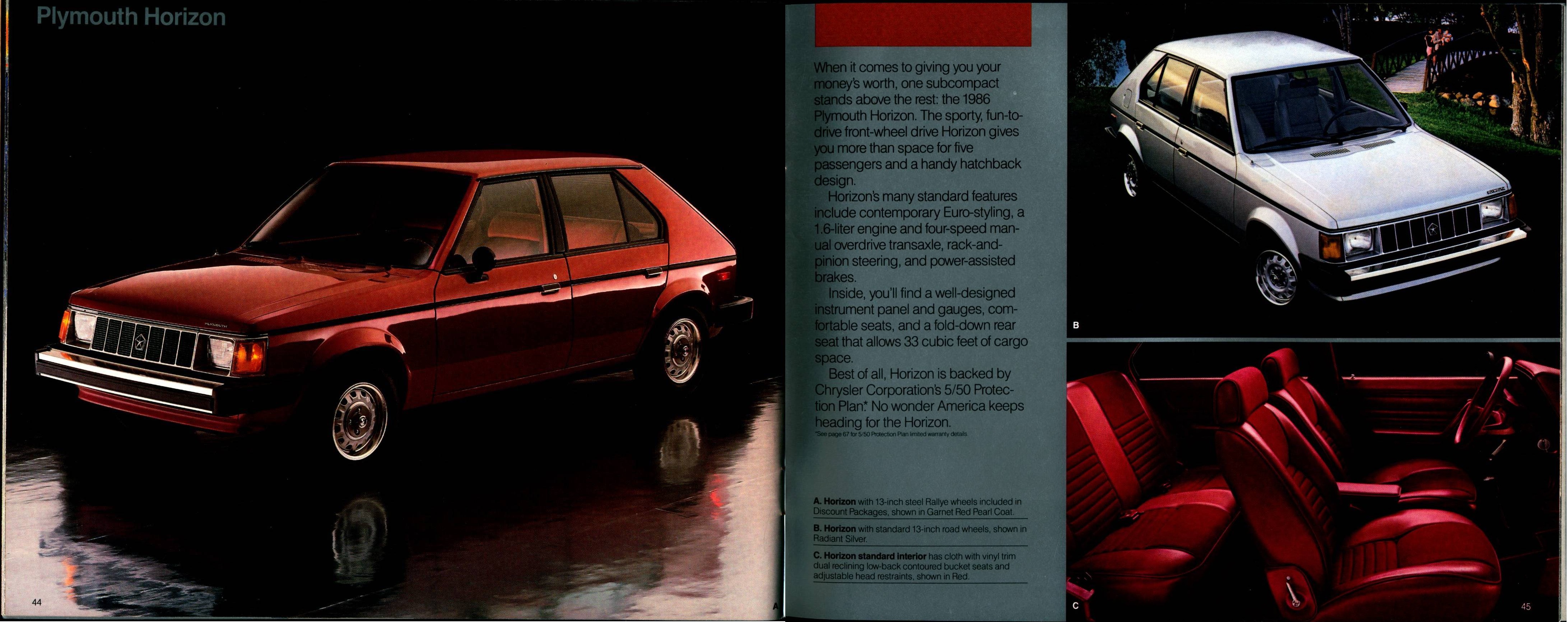 1986 Plymouth Full Line Prestige Brochure 44-45