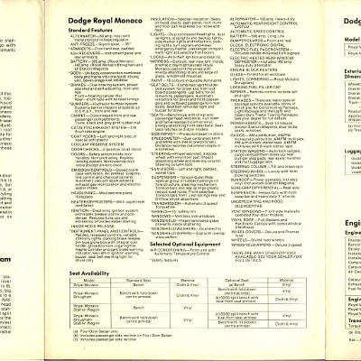 1977 Dodge Royal Monaco Canda Foldout 02-03-04