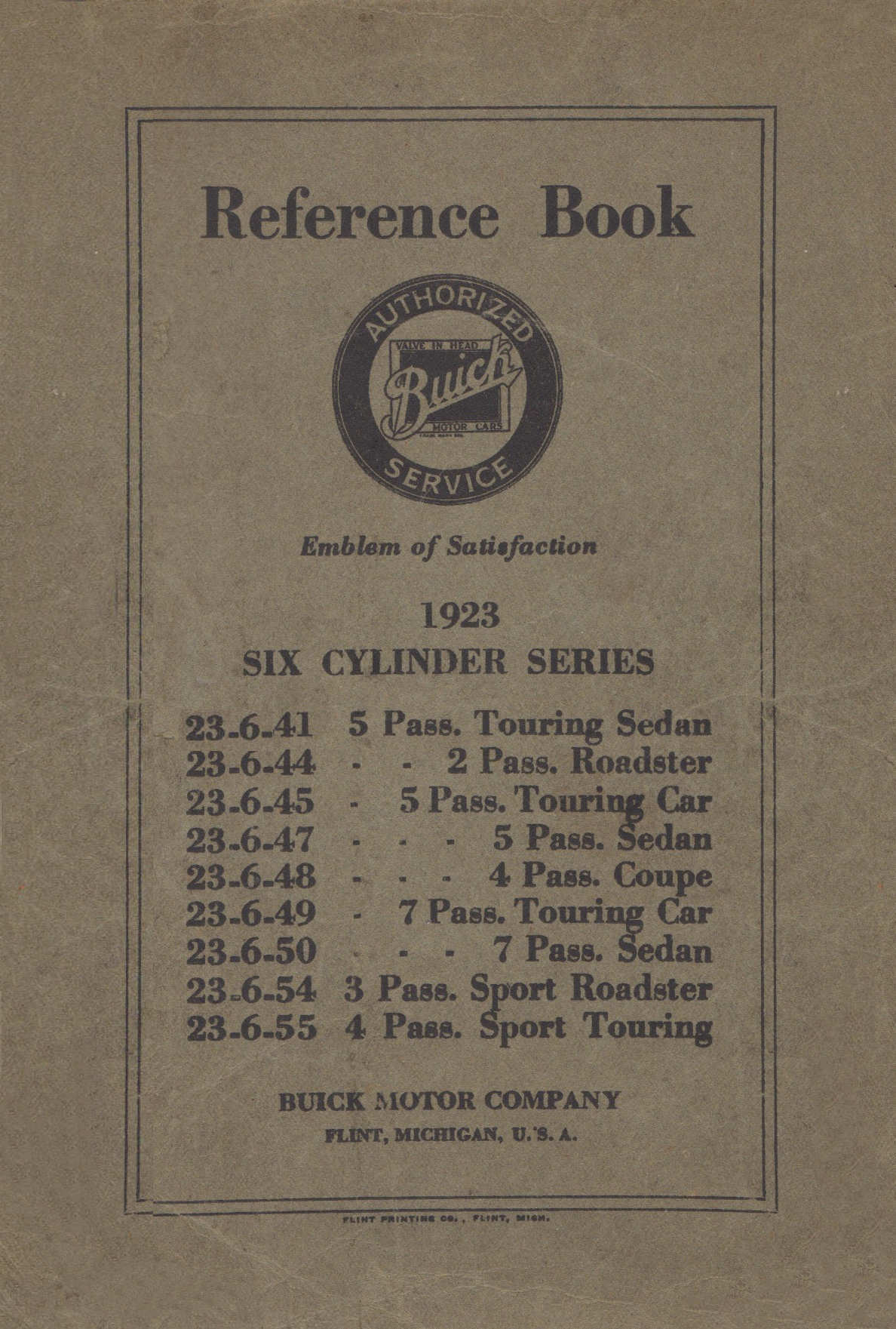 1923 Buick 6 cyl Reference Book-00