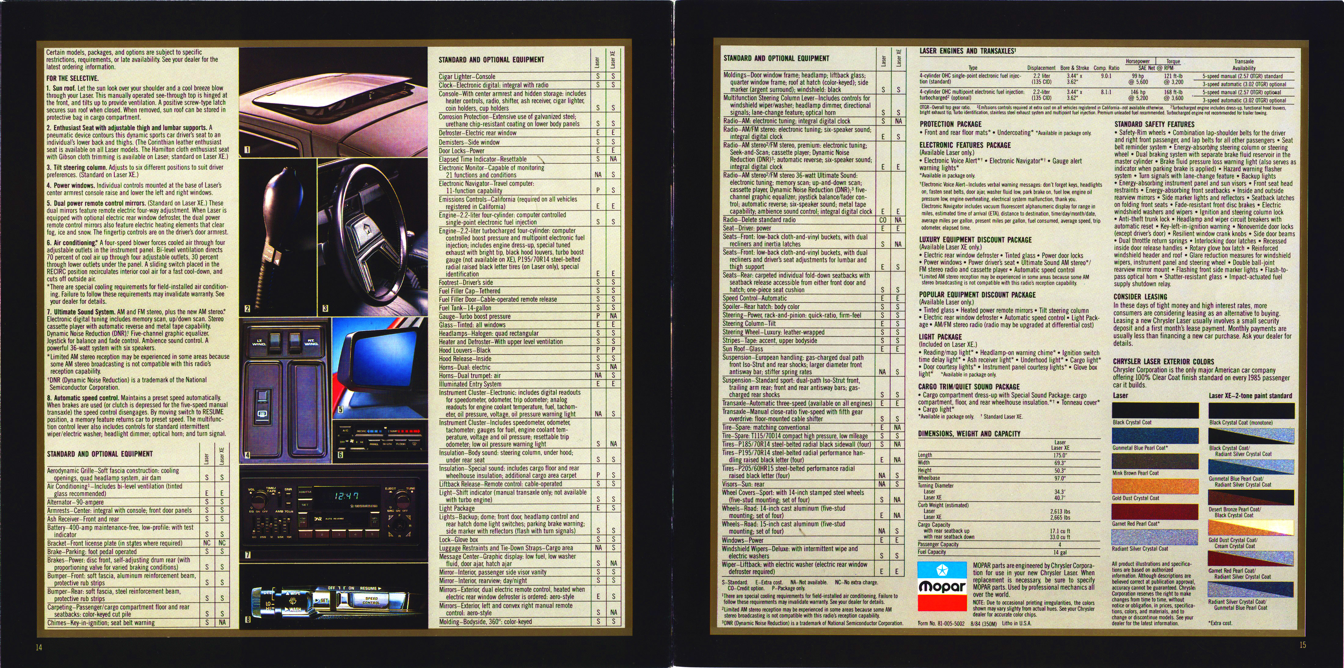 1985 Chrysler Laser Brochure 14-15