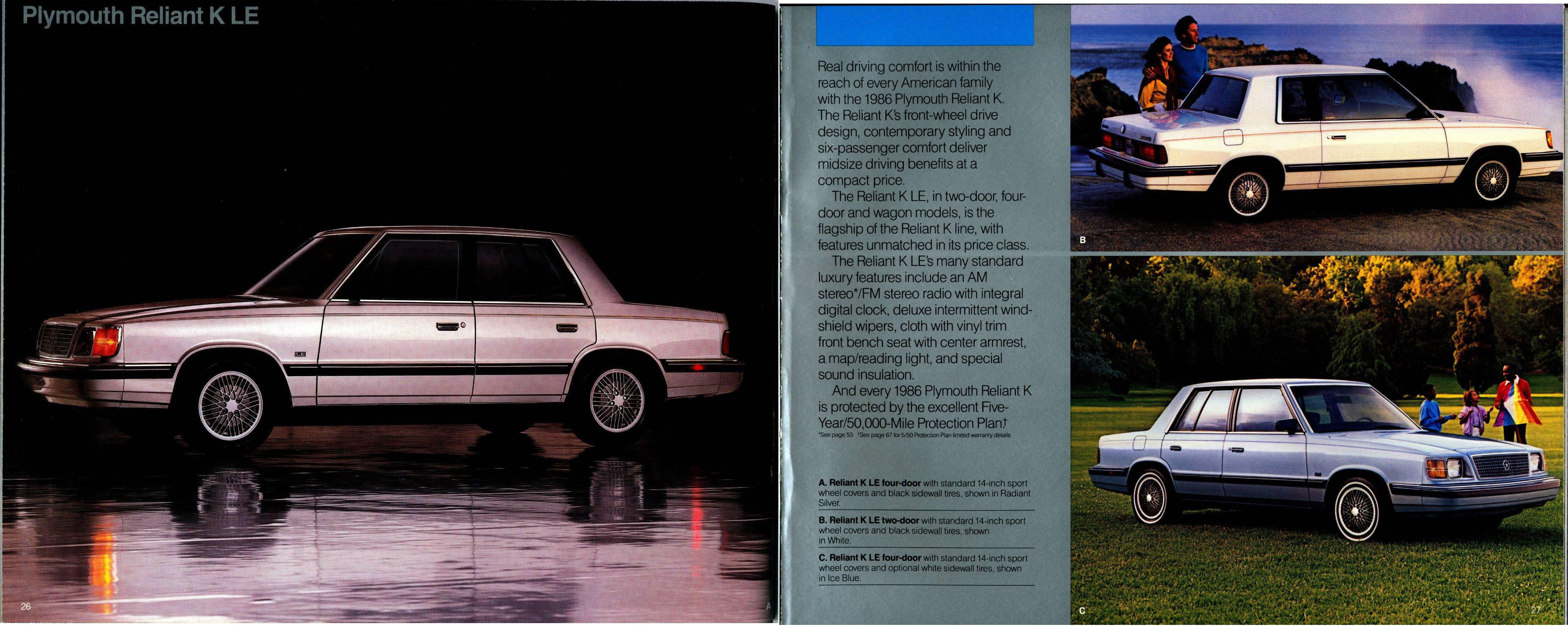 1986 Plymouth Full Line Prestige Brochure 26-27