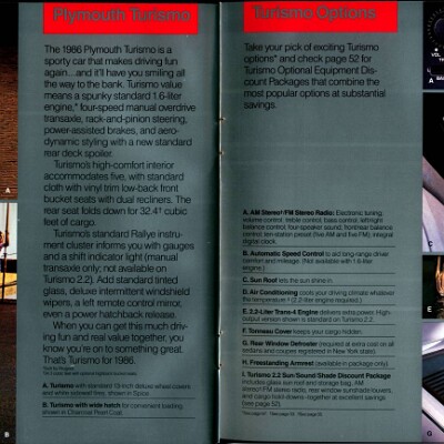1986 Plymouth Full Line Prestige Brochure 42-43