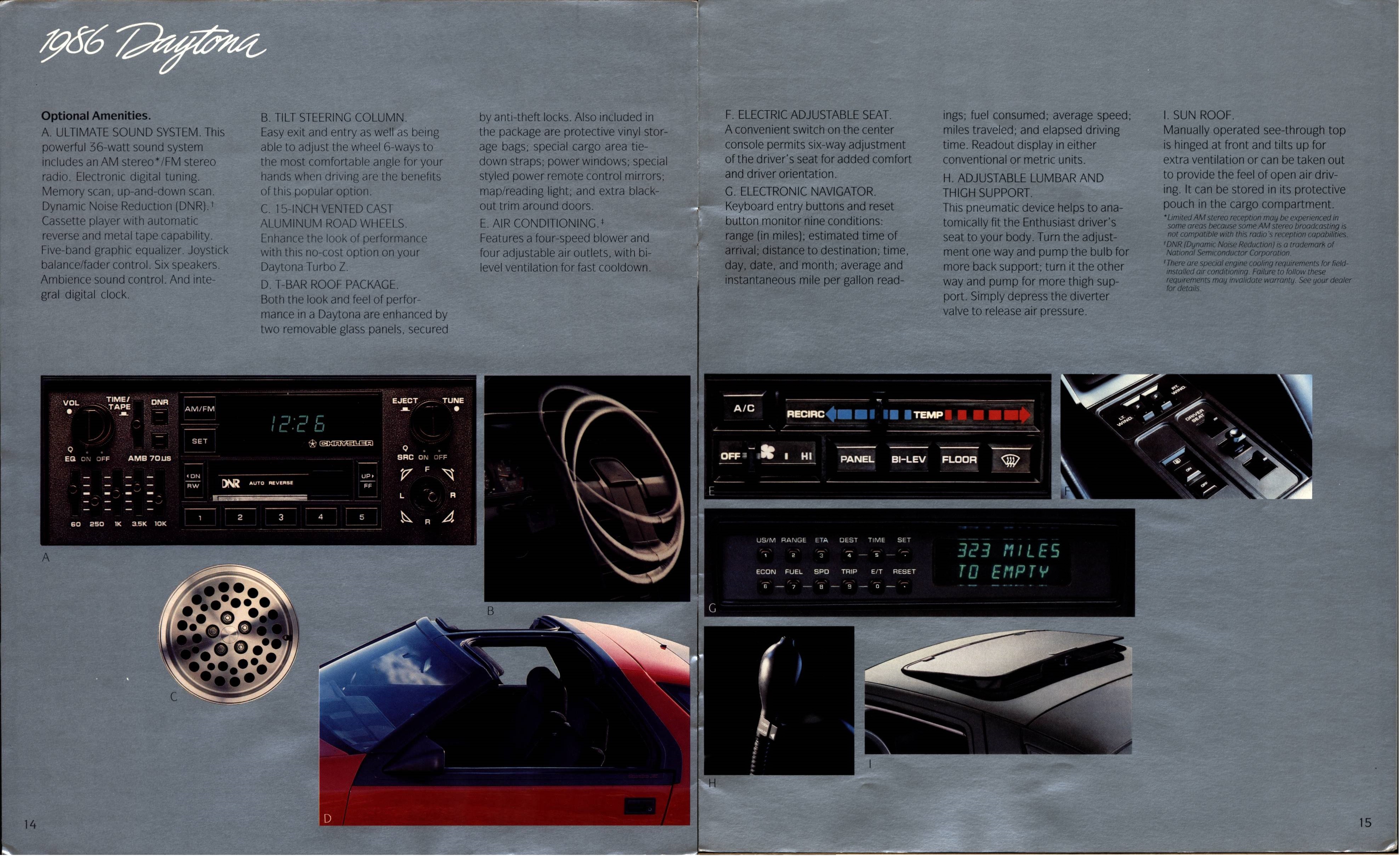 1986 Dodge Daytona Brochure 14-15