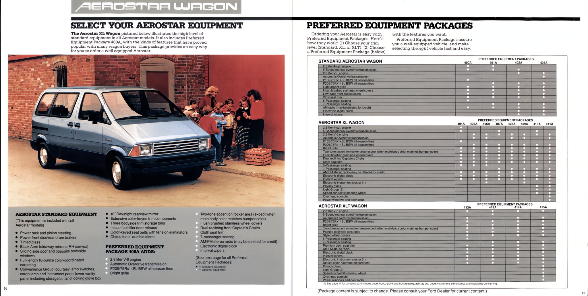 1986 Ford Aerostar Wagon Brochure 16-17