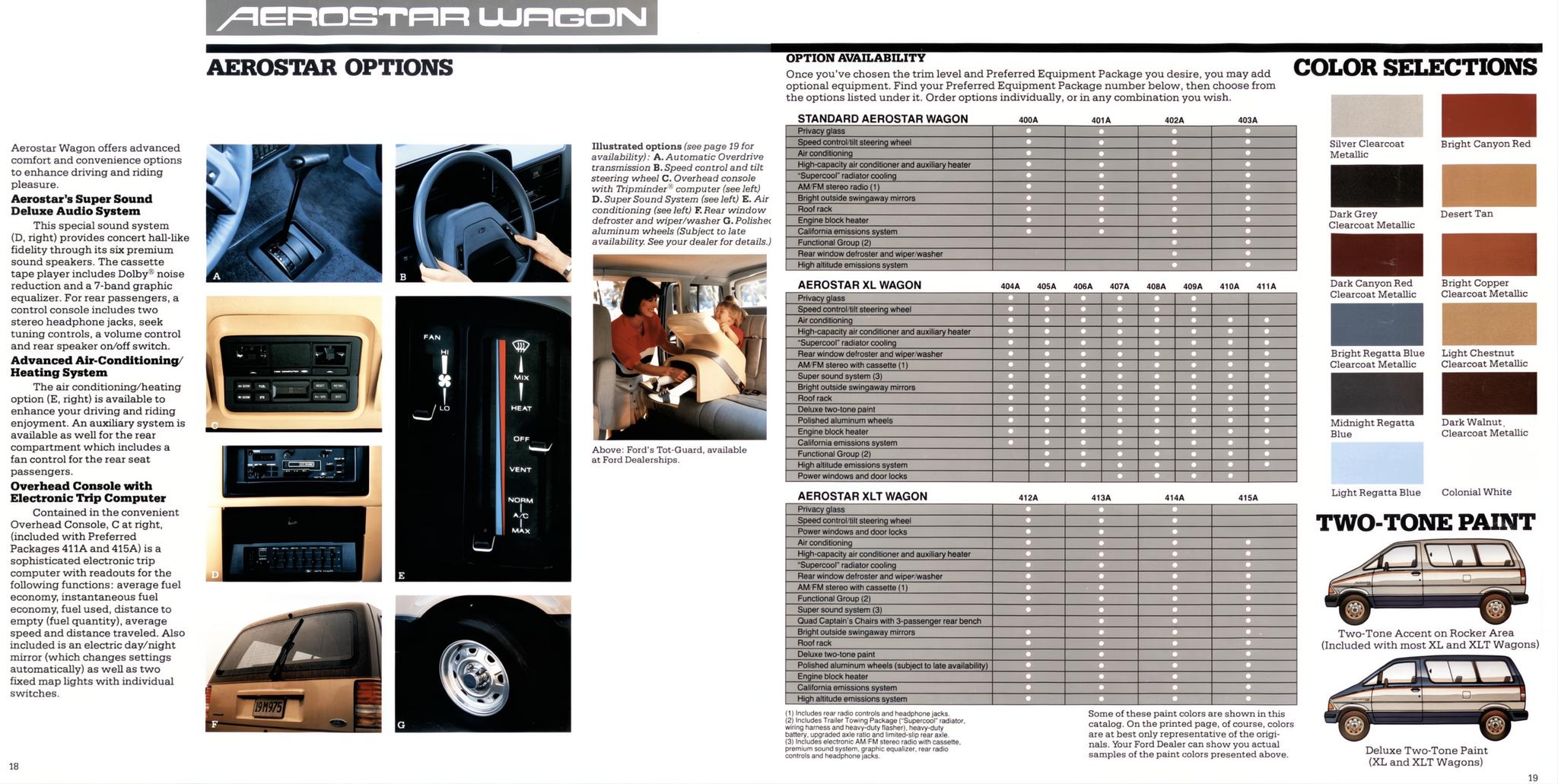 1986 Ford Aerostar Wagon Brochure 18-19