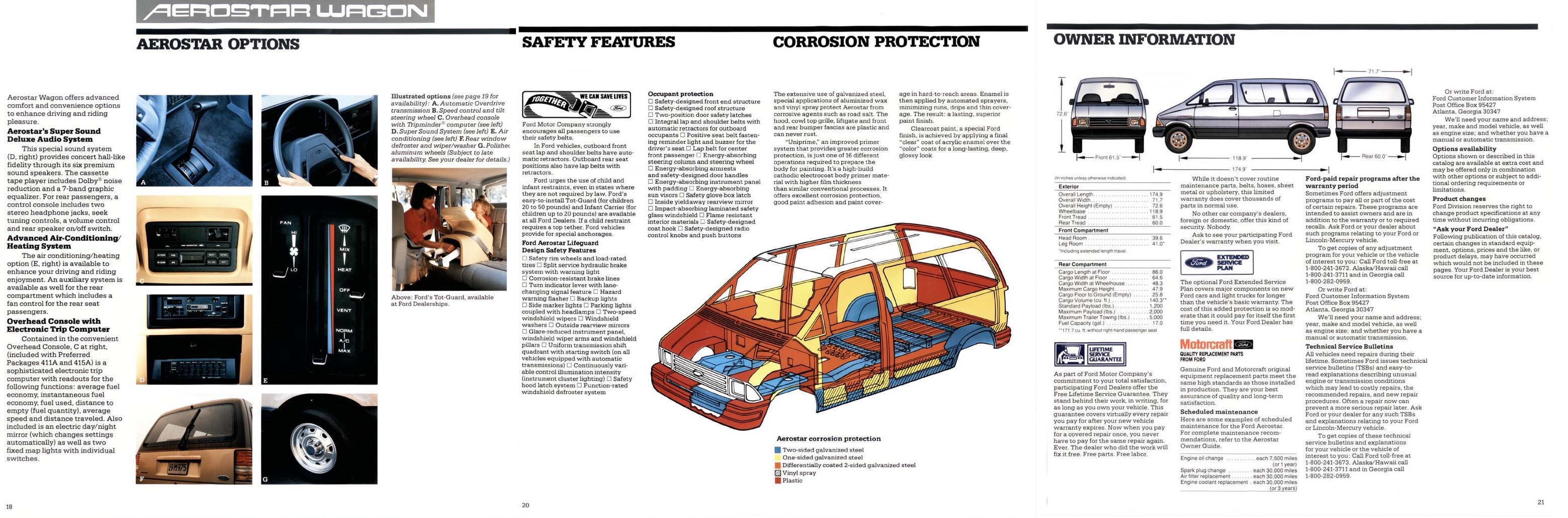 1986 Ford Aerostar Wagon Brochure 18-20-21