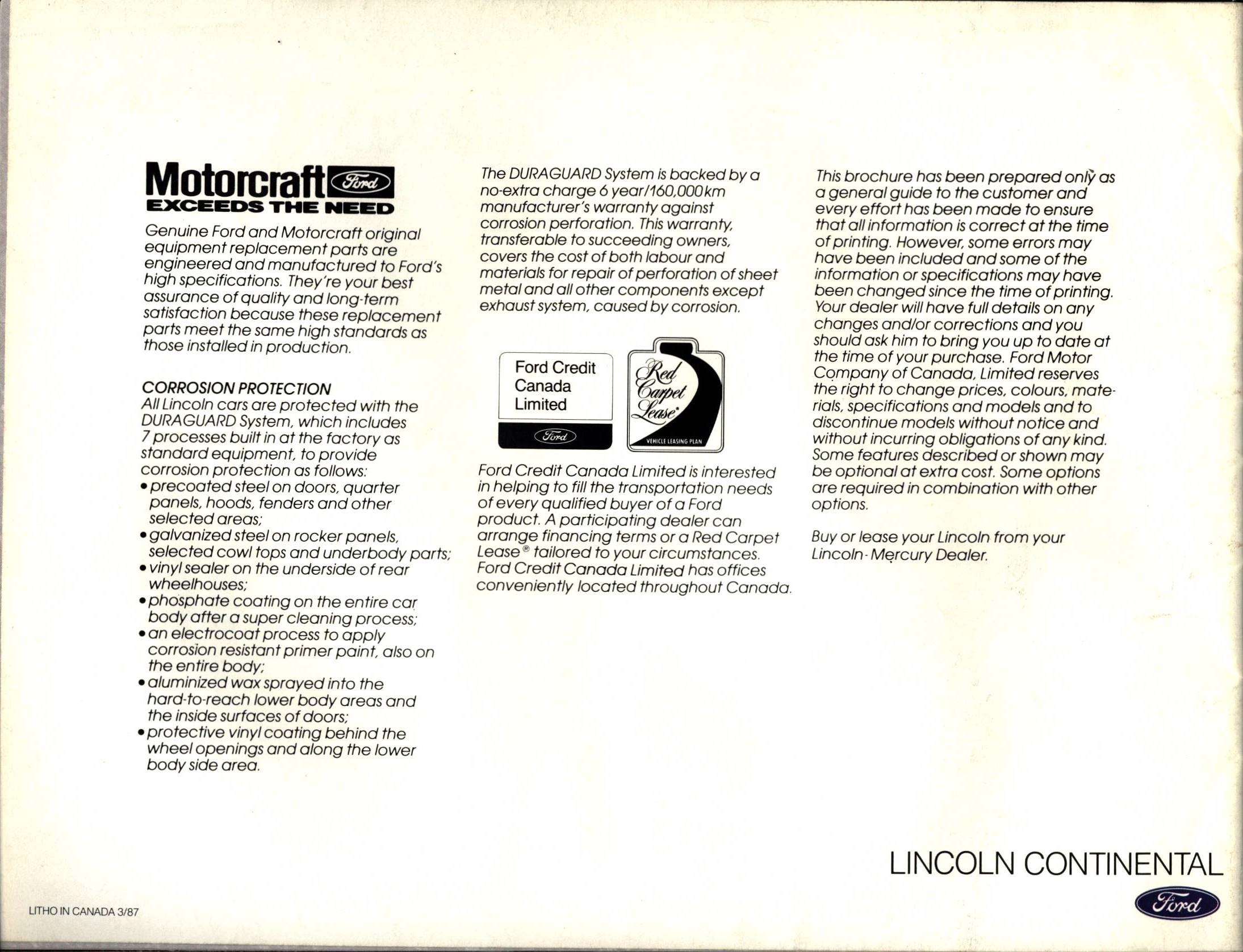 1987 Lincoln Continental Brochure (Cdn) 16