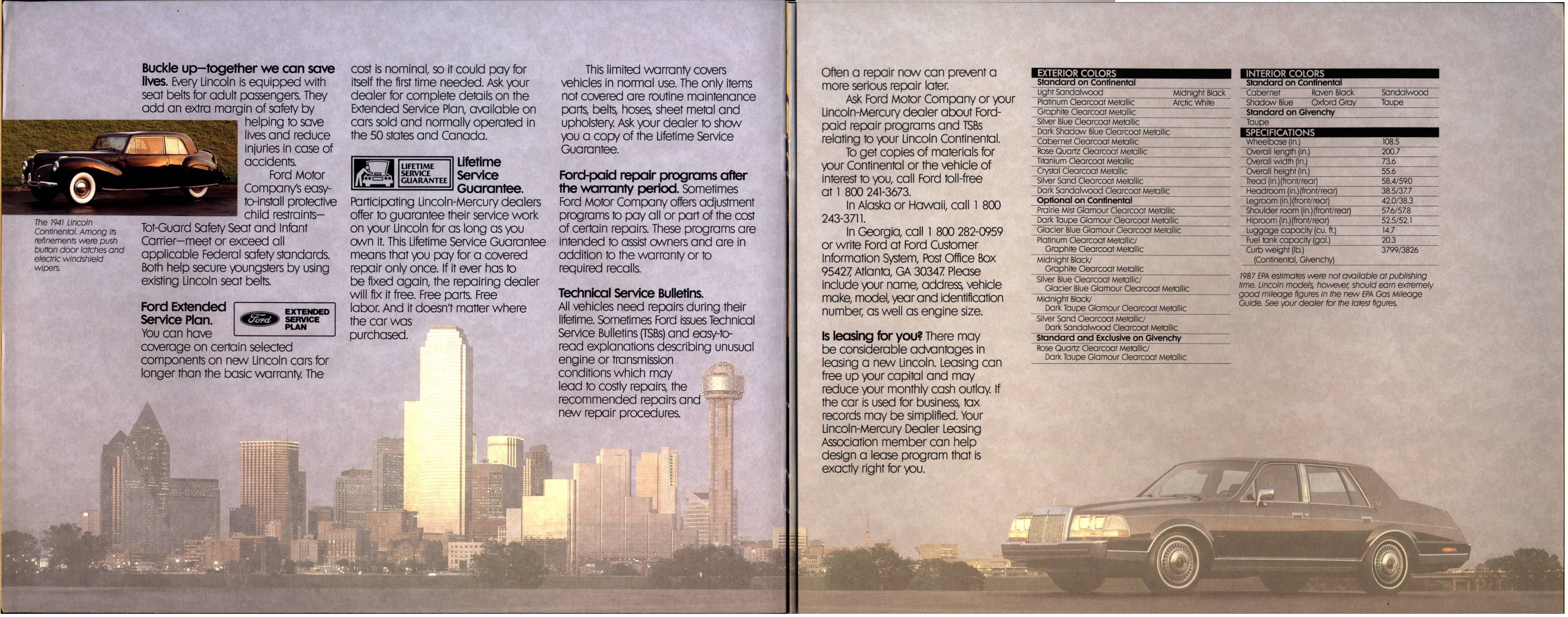 1987 Lincoln Continental Portfolio 16-19