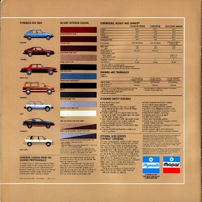 1984 Plymouth Reliant Brochure 18