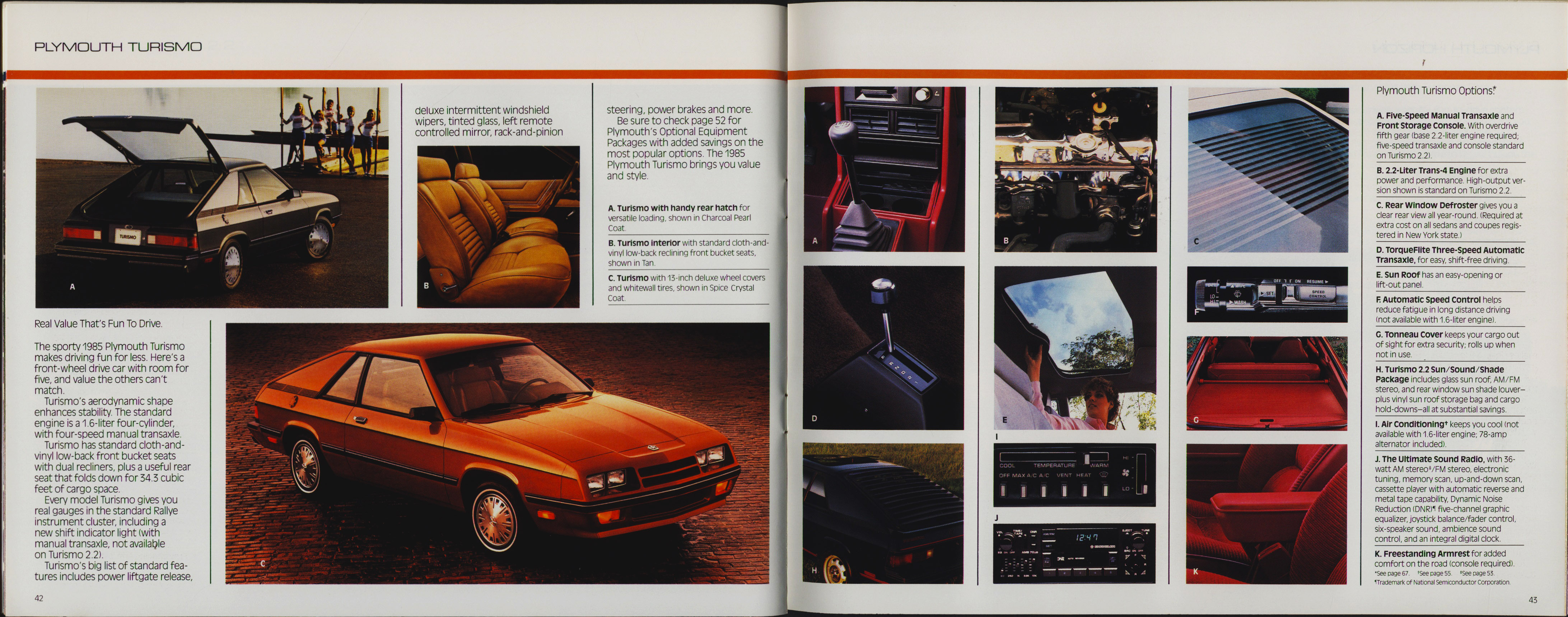 1985 Plymouth Full Prestige Brochure 42-43