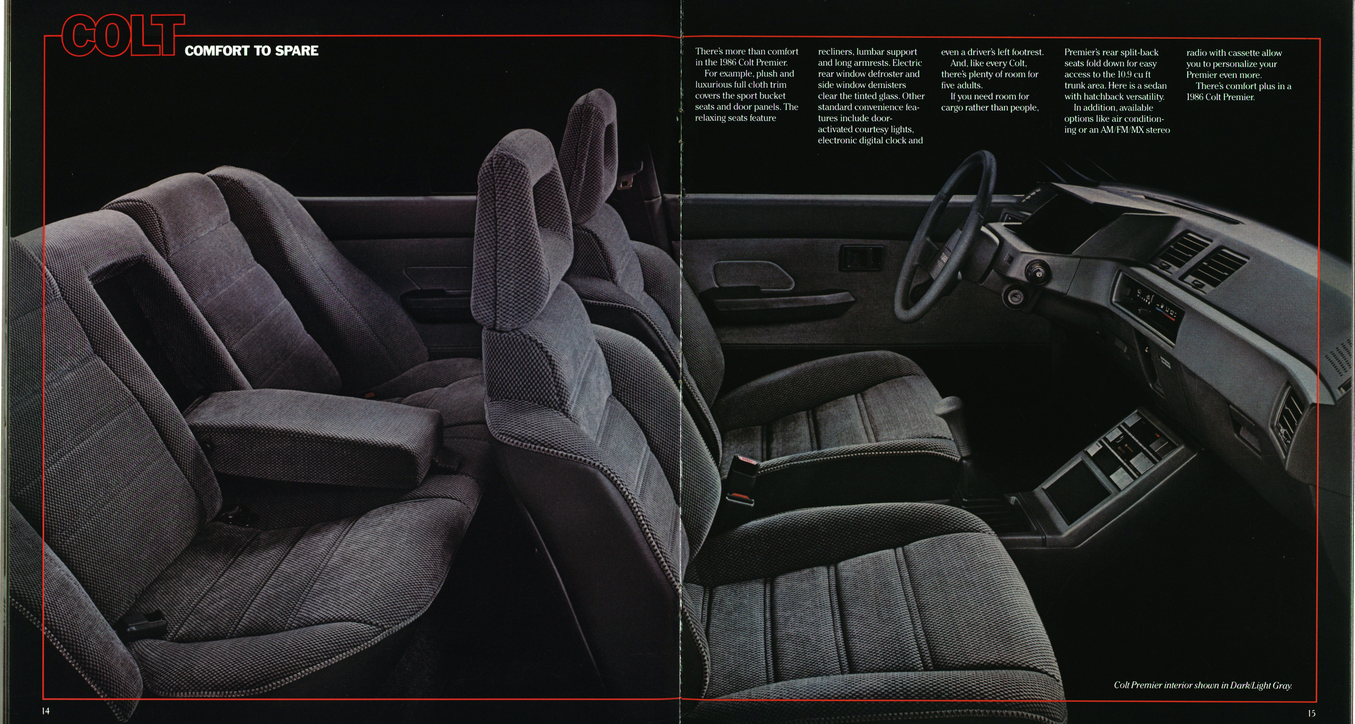 1986 Plymouth Imports Prestige Brochure 14-15